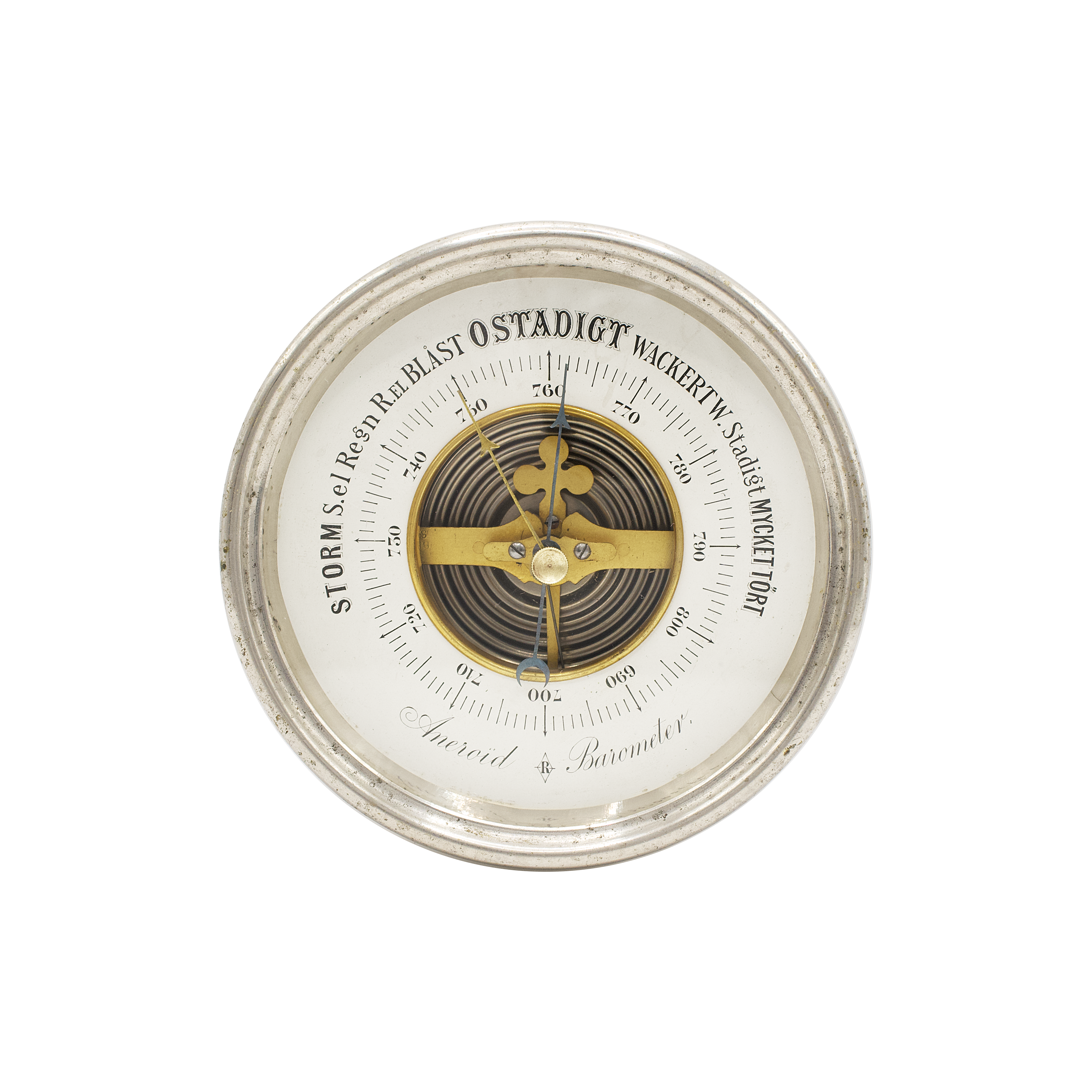 Barometers Realm: Nickel-plated brass desk barometer