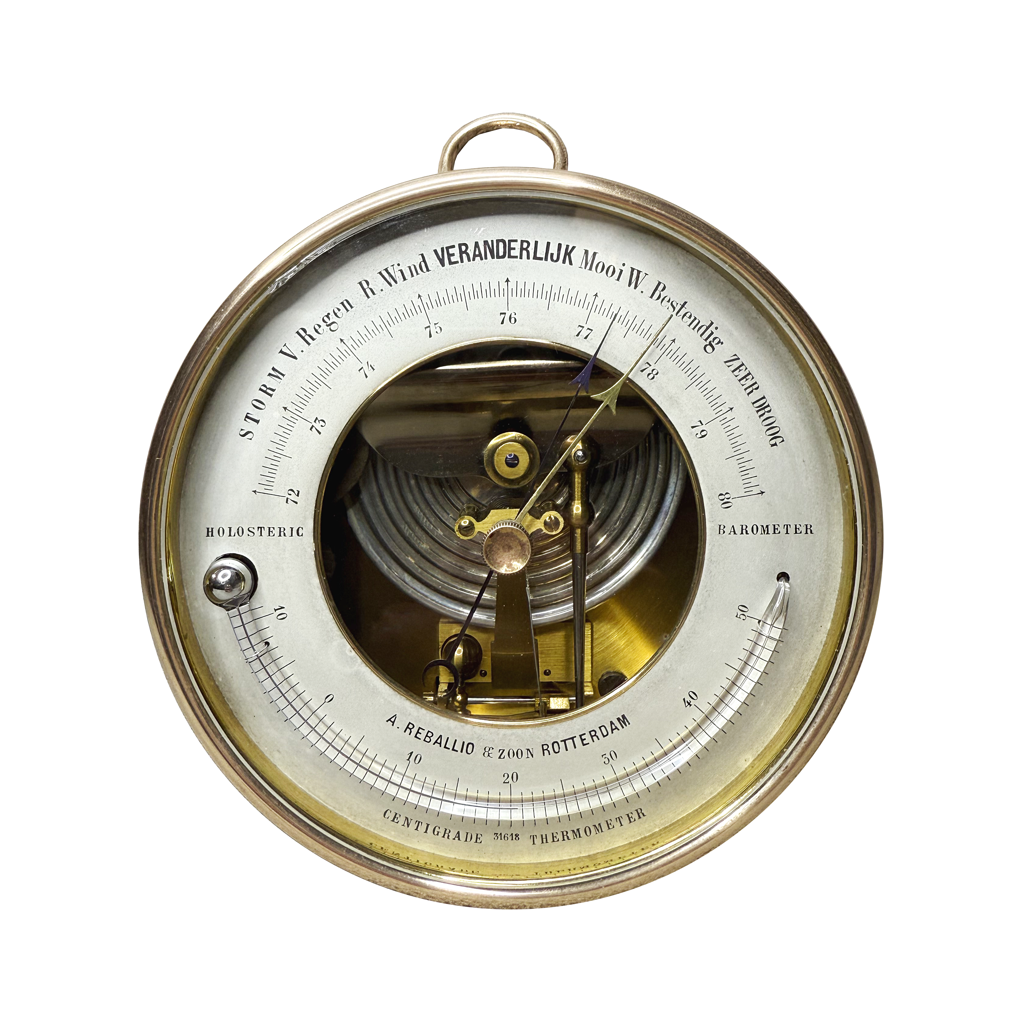 Barometers Realm: Brass-cased dutch aneroid barometer