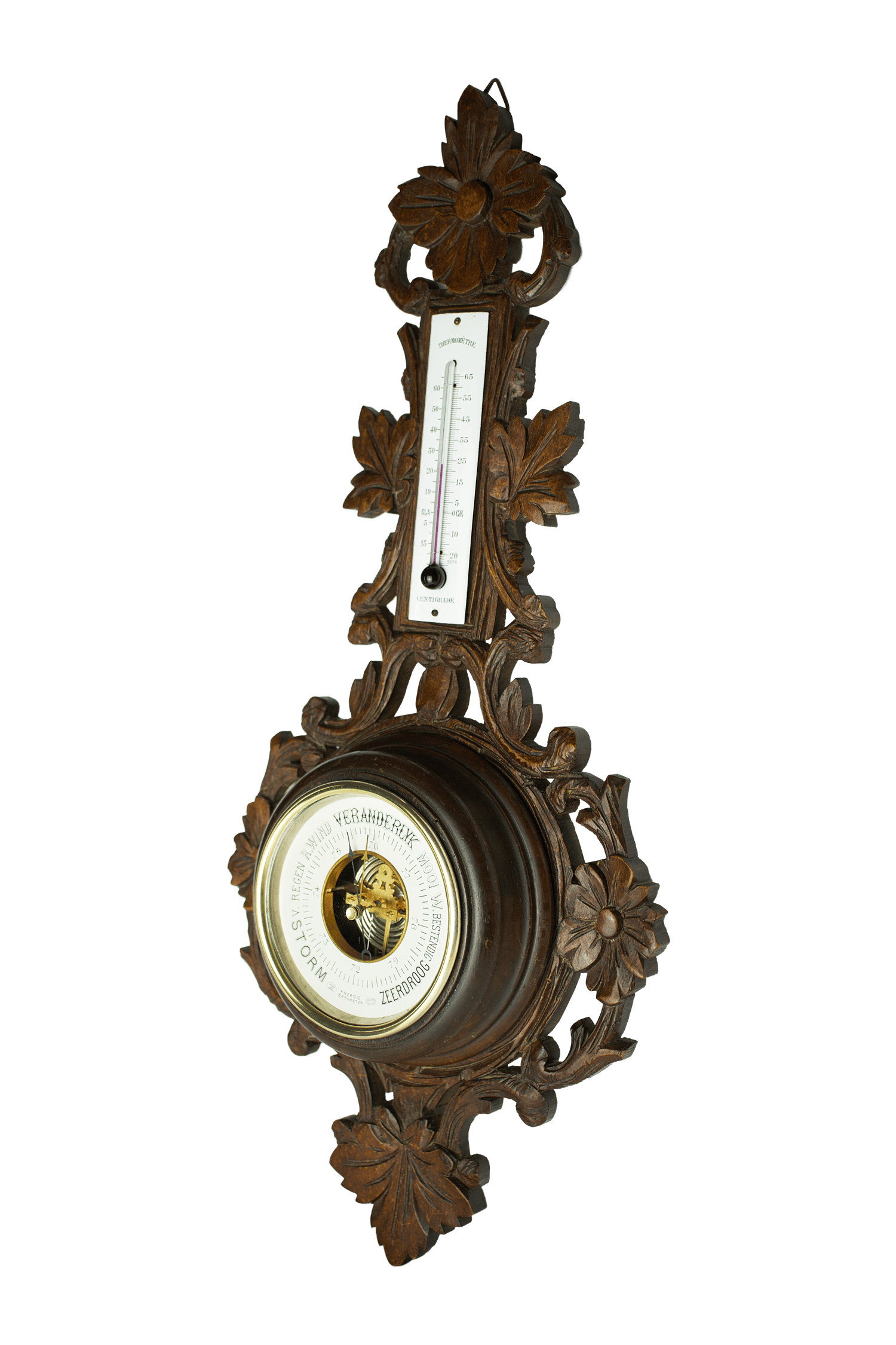 Ornately Carved Wooden Case Barometer