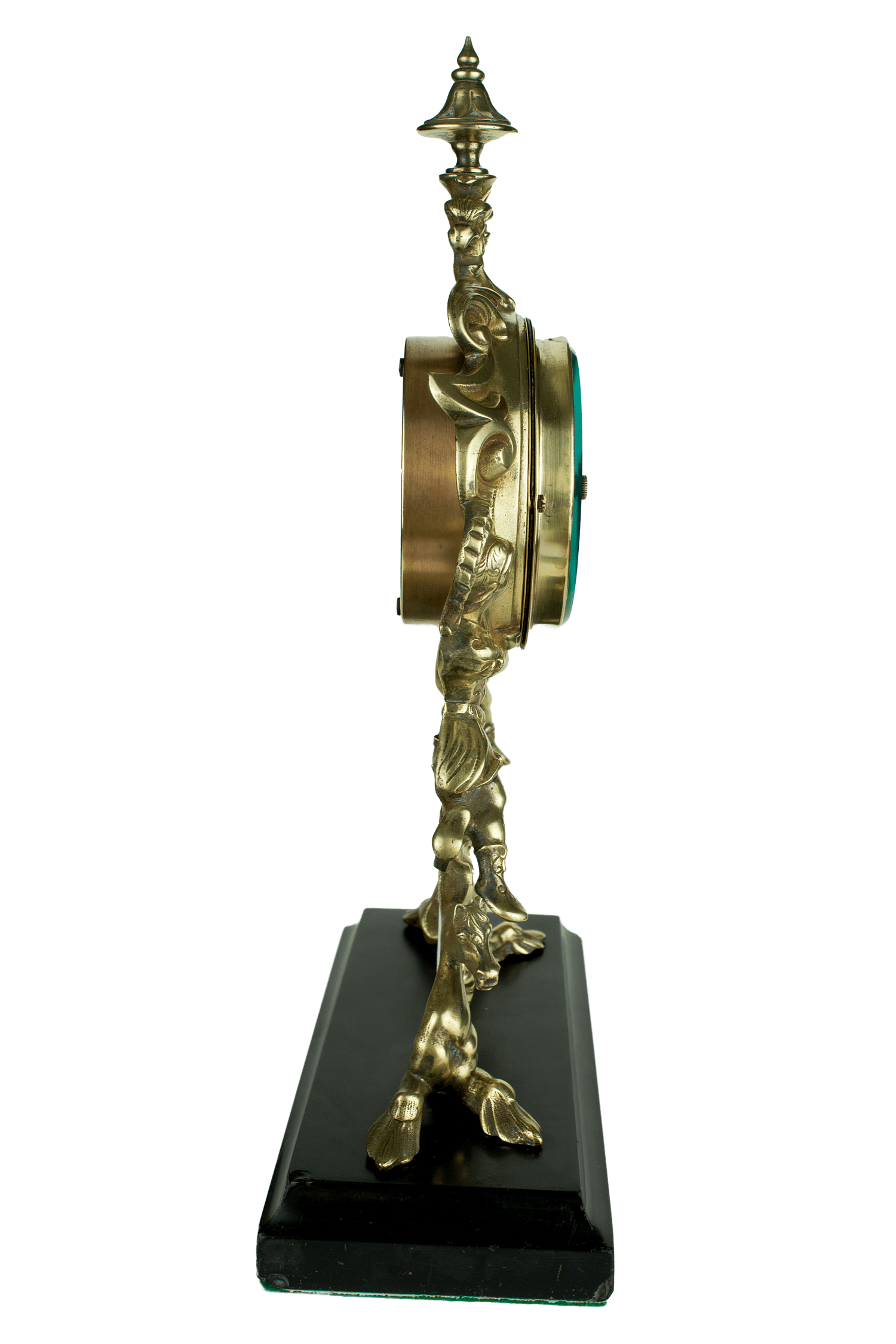 Brass baroque-ornamented desk barometer