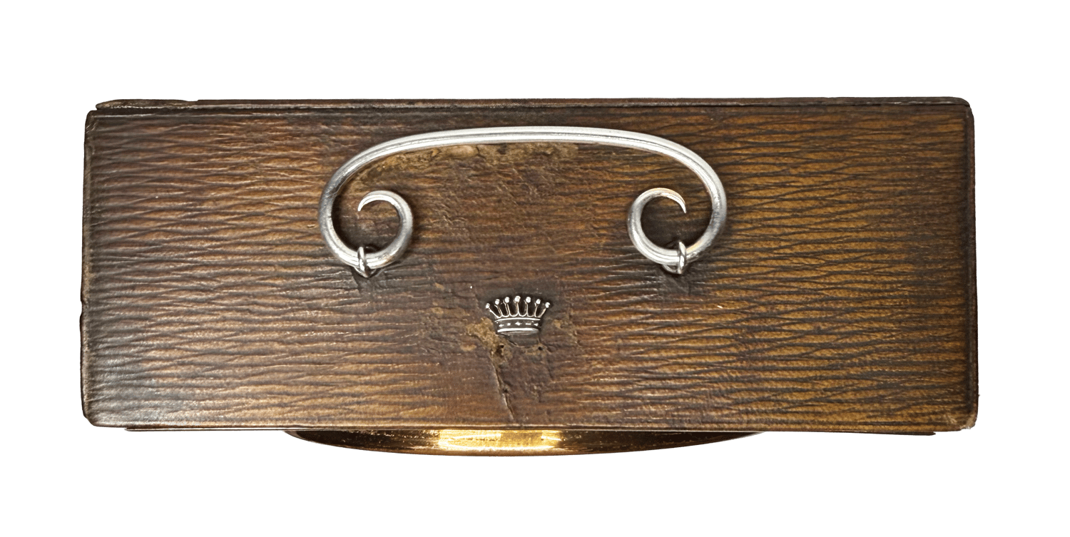 Royal desk barometer in a silver-mounted leather case