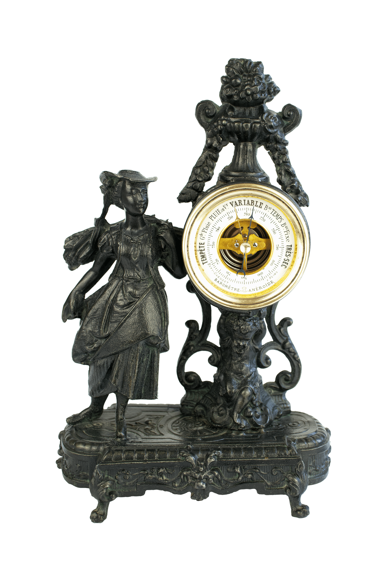 Napoleon III Figural Cast Aneroid Barometer