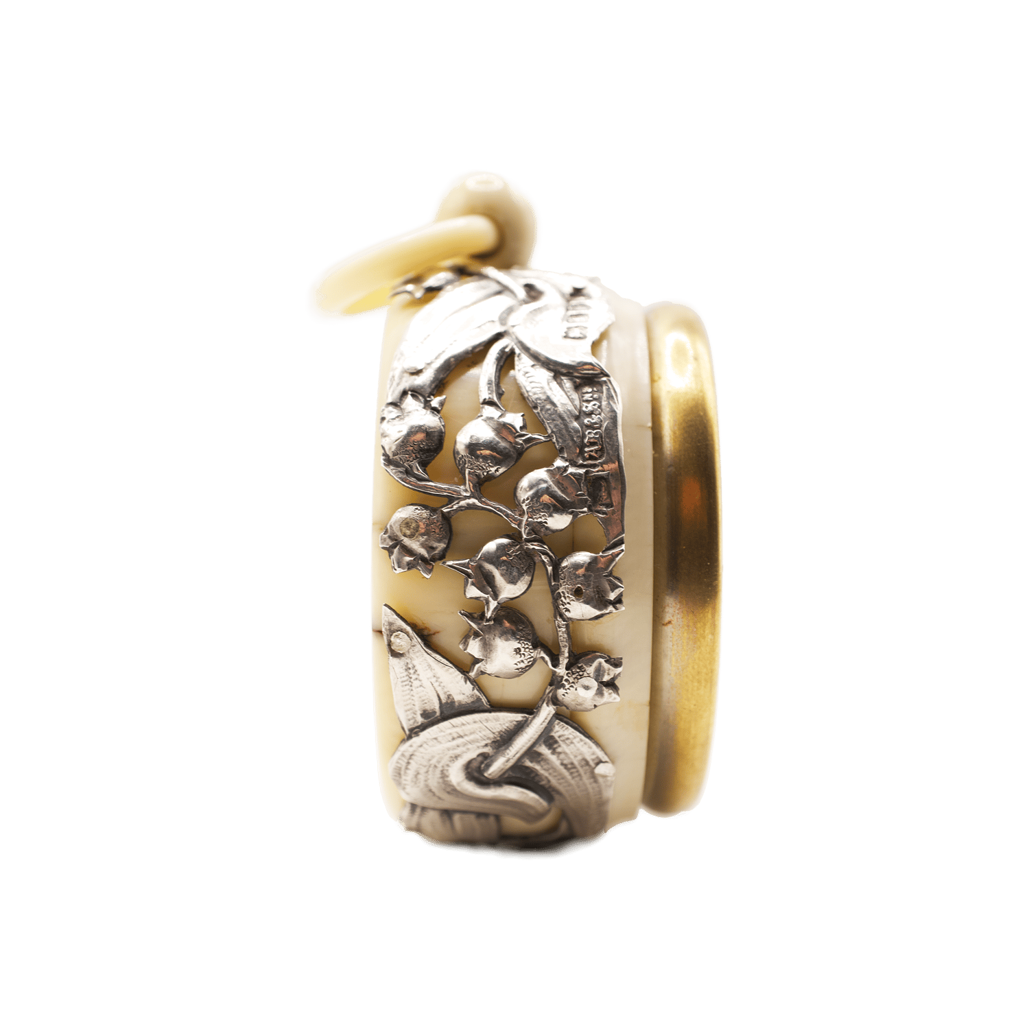 Ivory-cased silver-mounted aneroid barometer