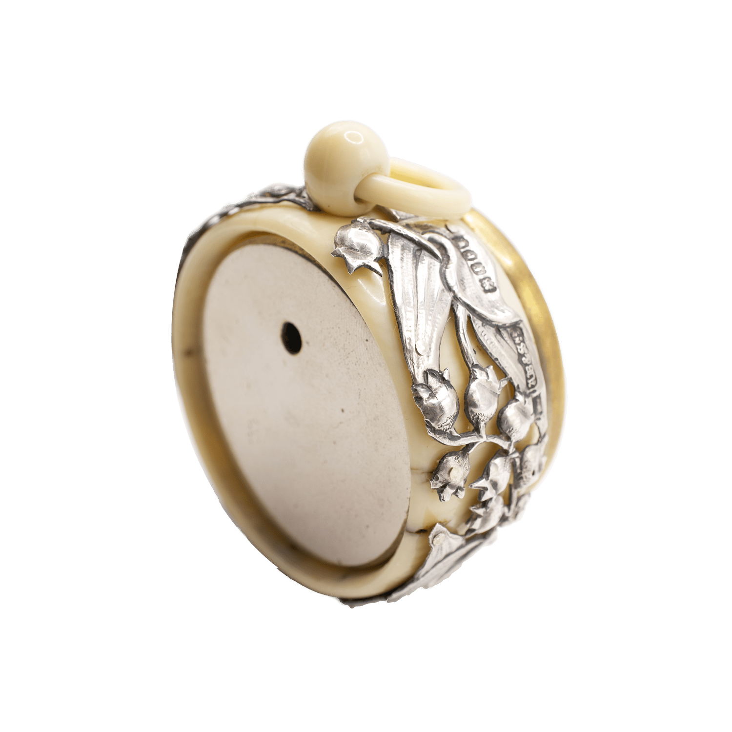Ivory-cased silver-mounted aneroid barometer