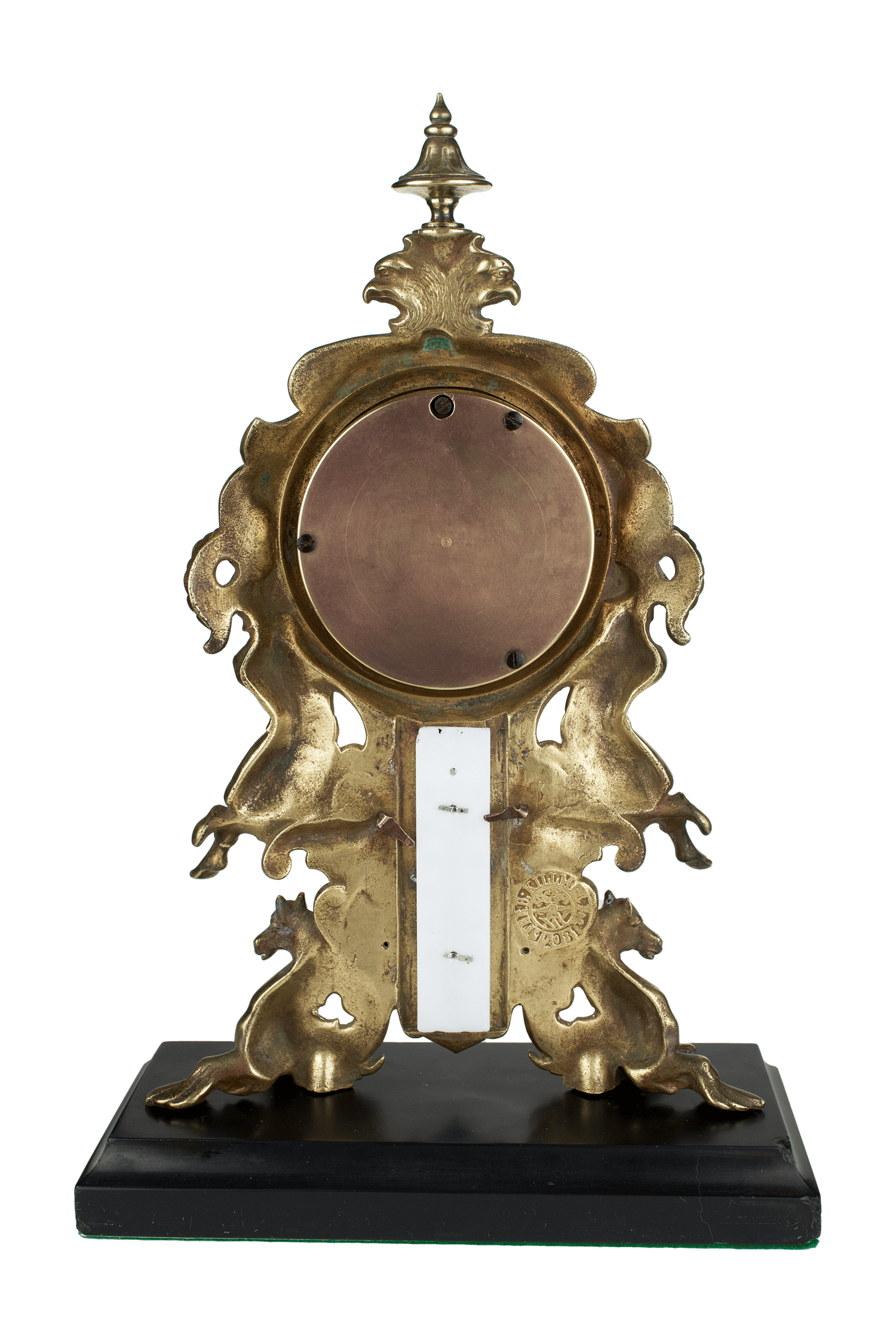 Brass baroque-ornamented desk barometer