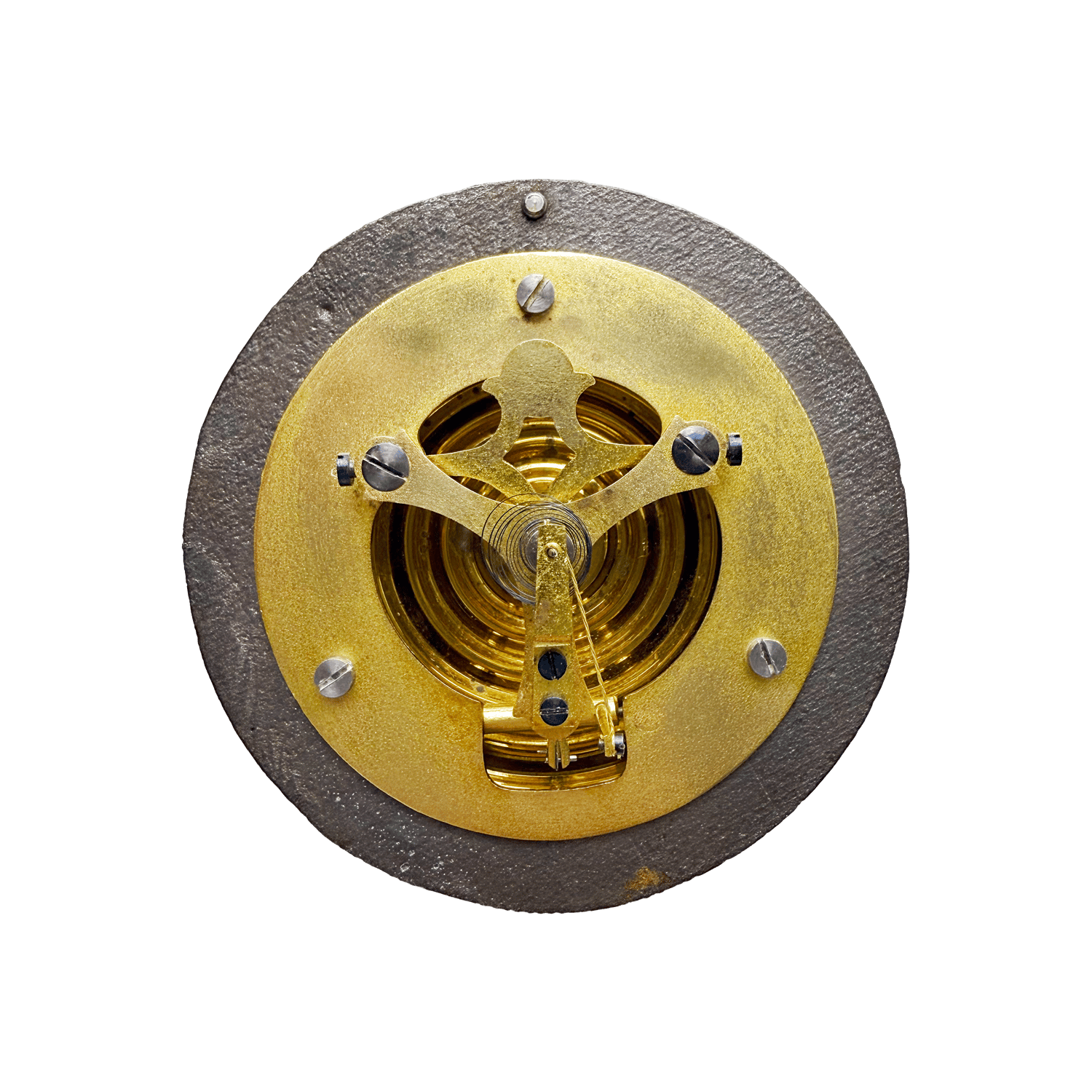 Brass baroque-ornamented desk barometer