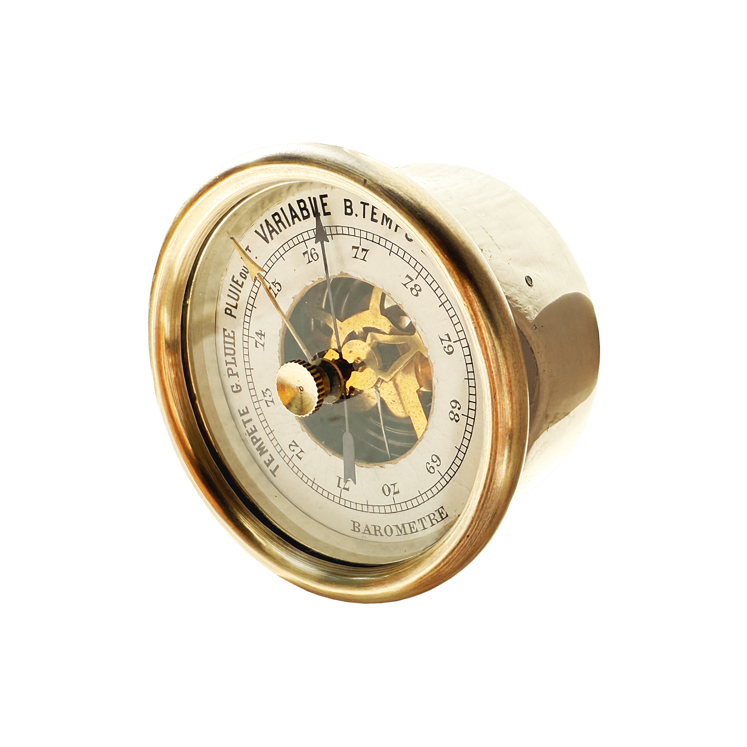 Ivory-cased silver-mounted aneroid barometer