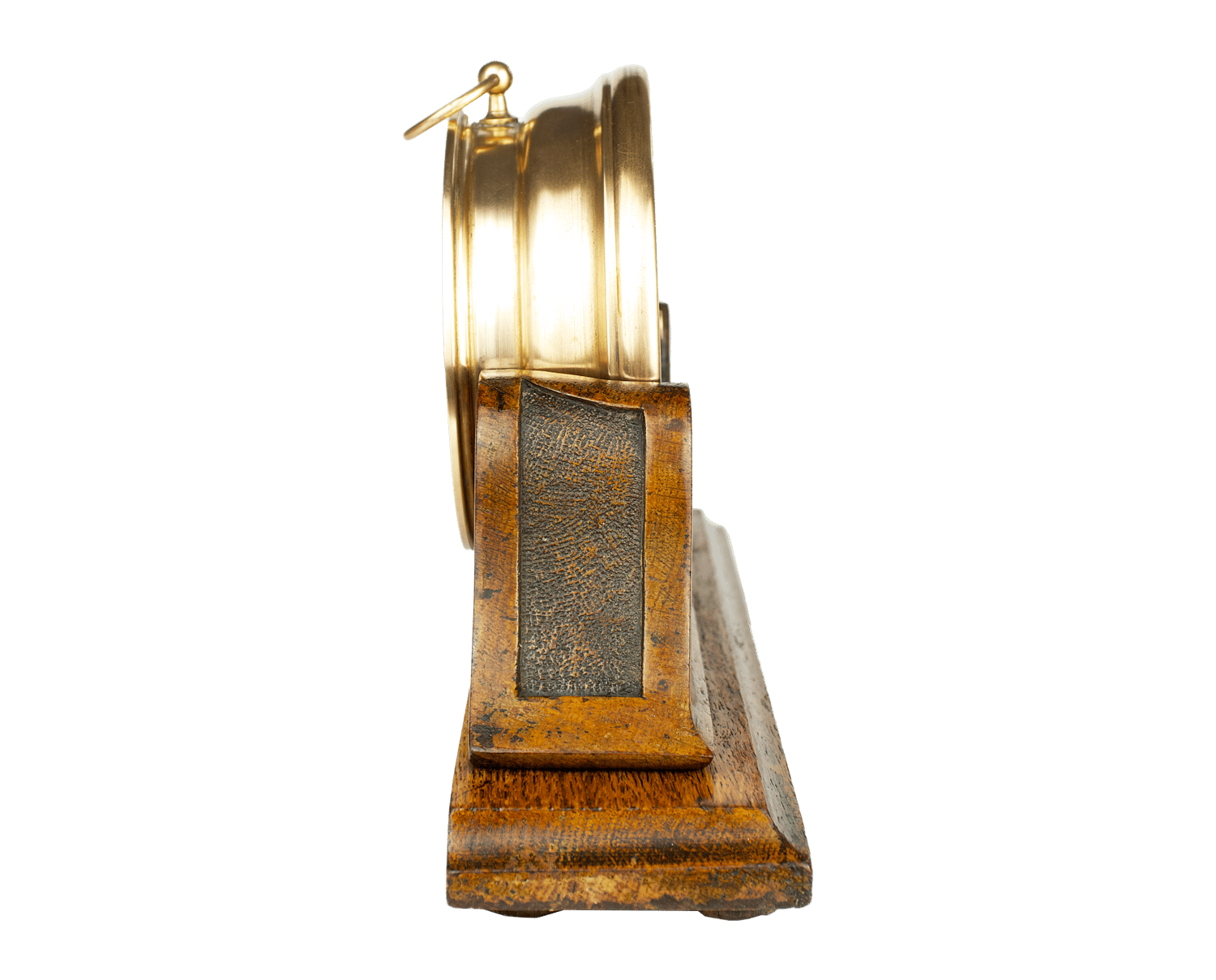 Brass-cased barometer on a burr oak stand