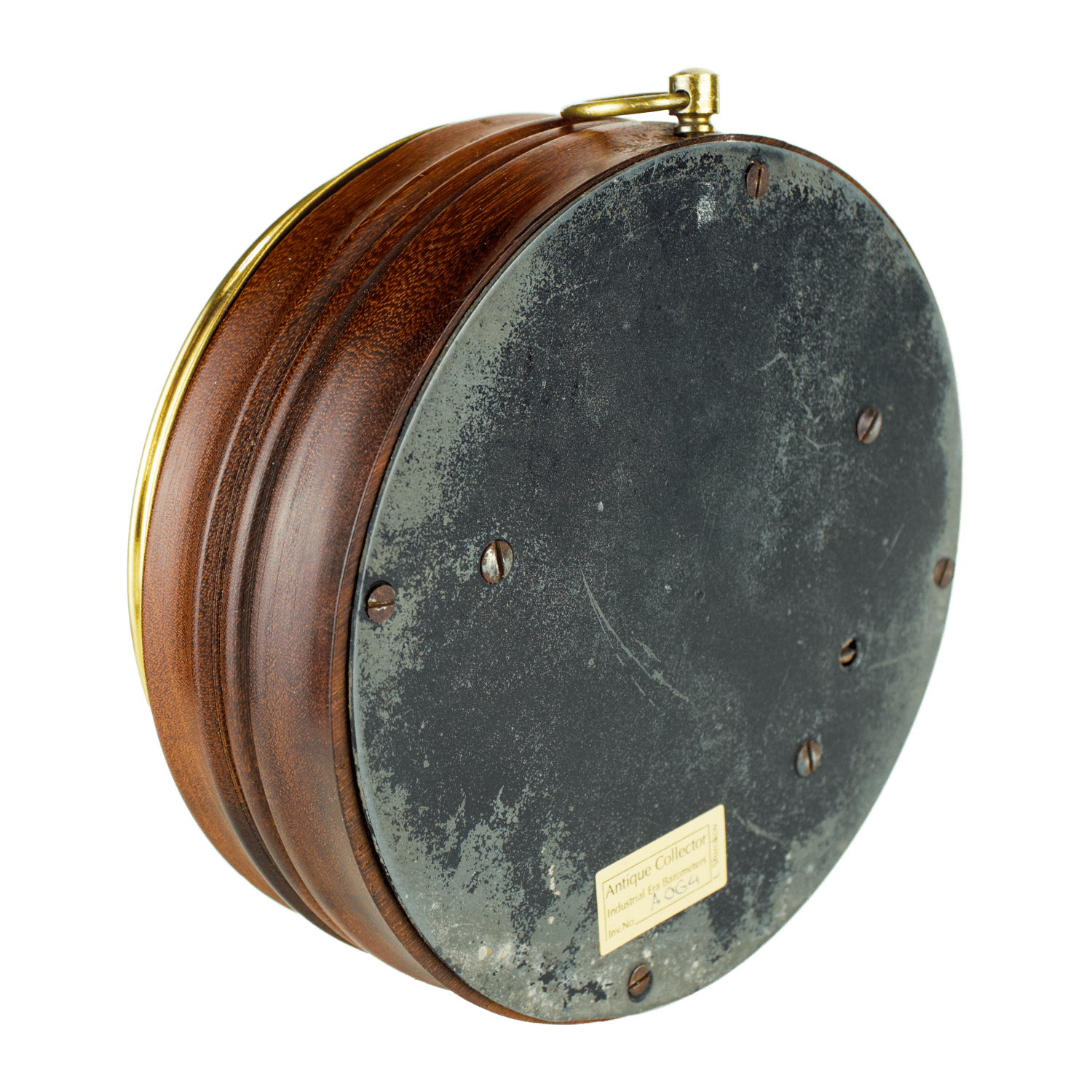 Drum-shaped mahogany barometer