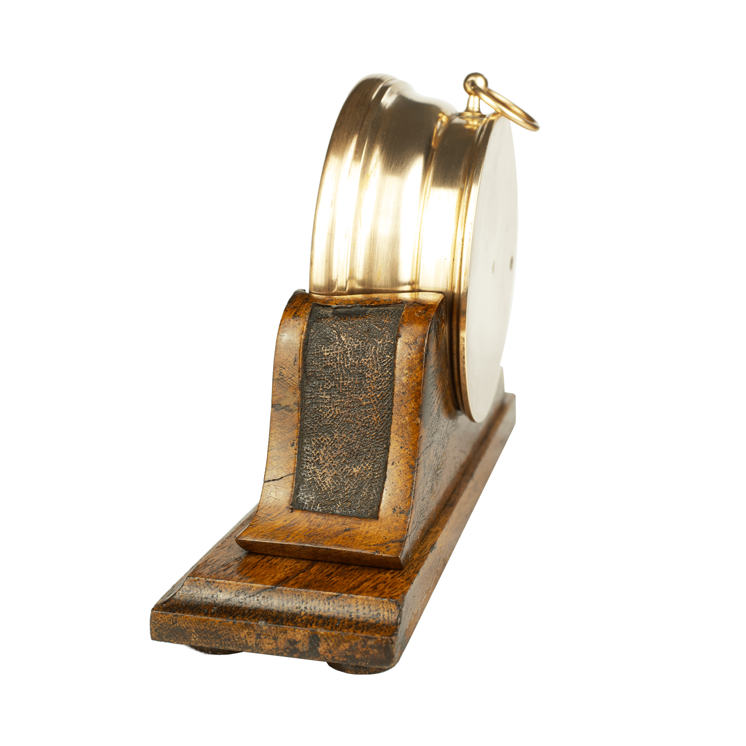 Brass-cased barometer on a burr oak stand