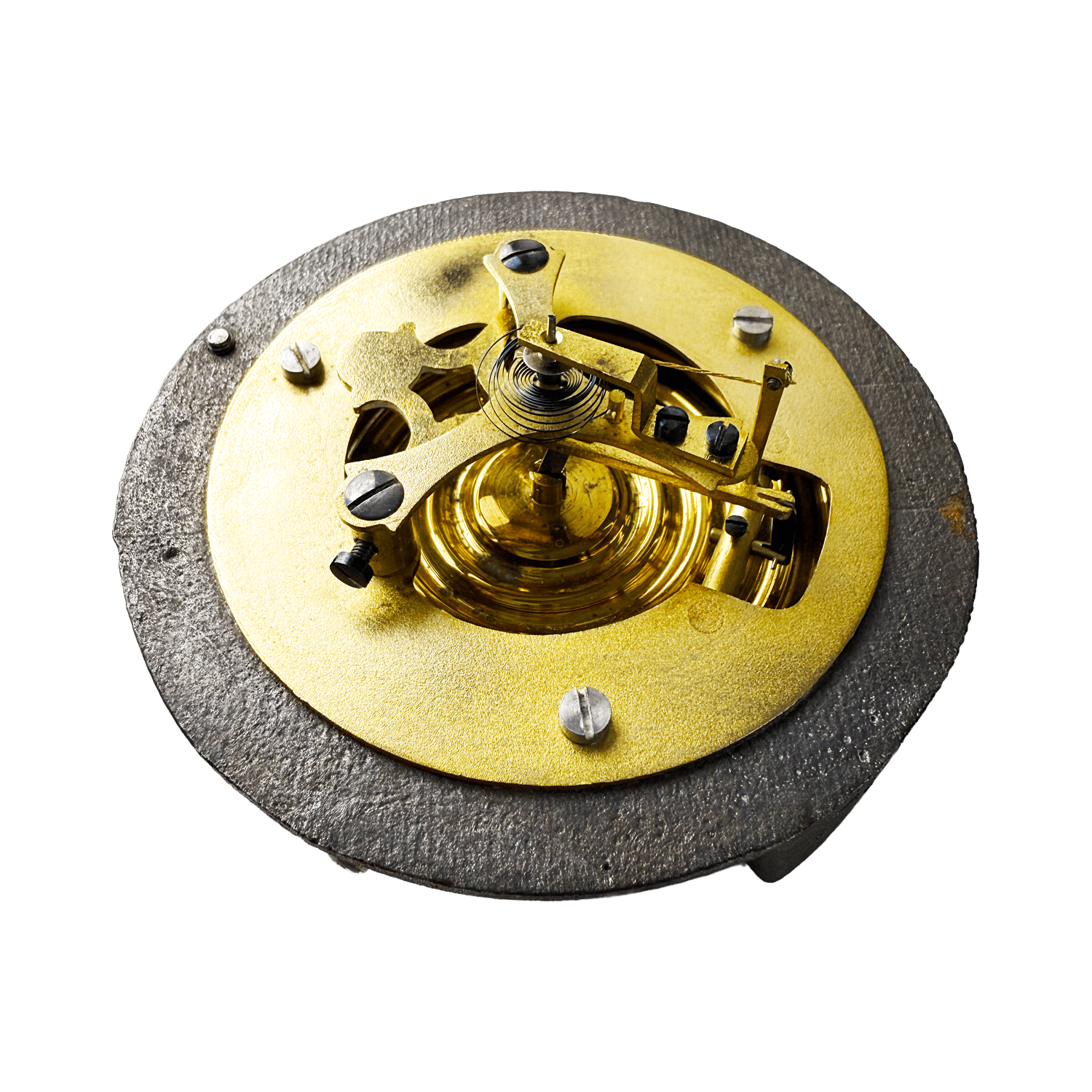 Brass baroque-ornamented desk barometer