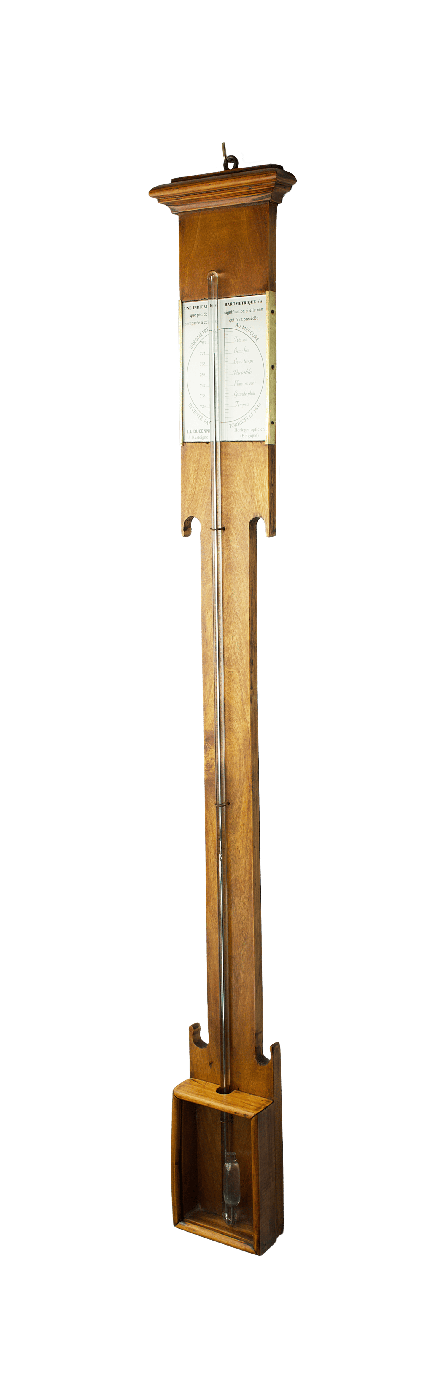 Stick barometer featuring a glazed cistern box