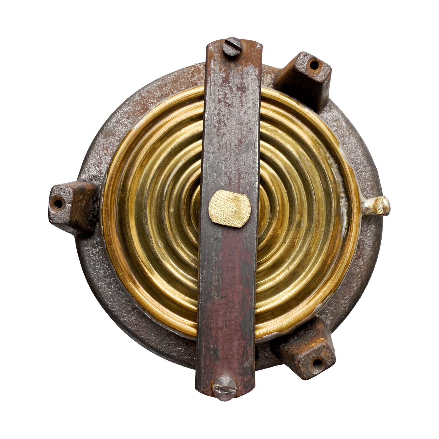 Brass baroque-ornamented desk barometer