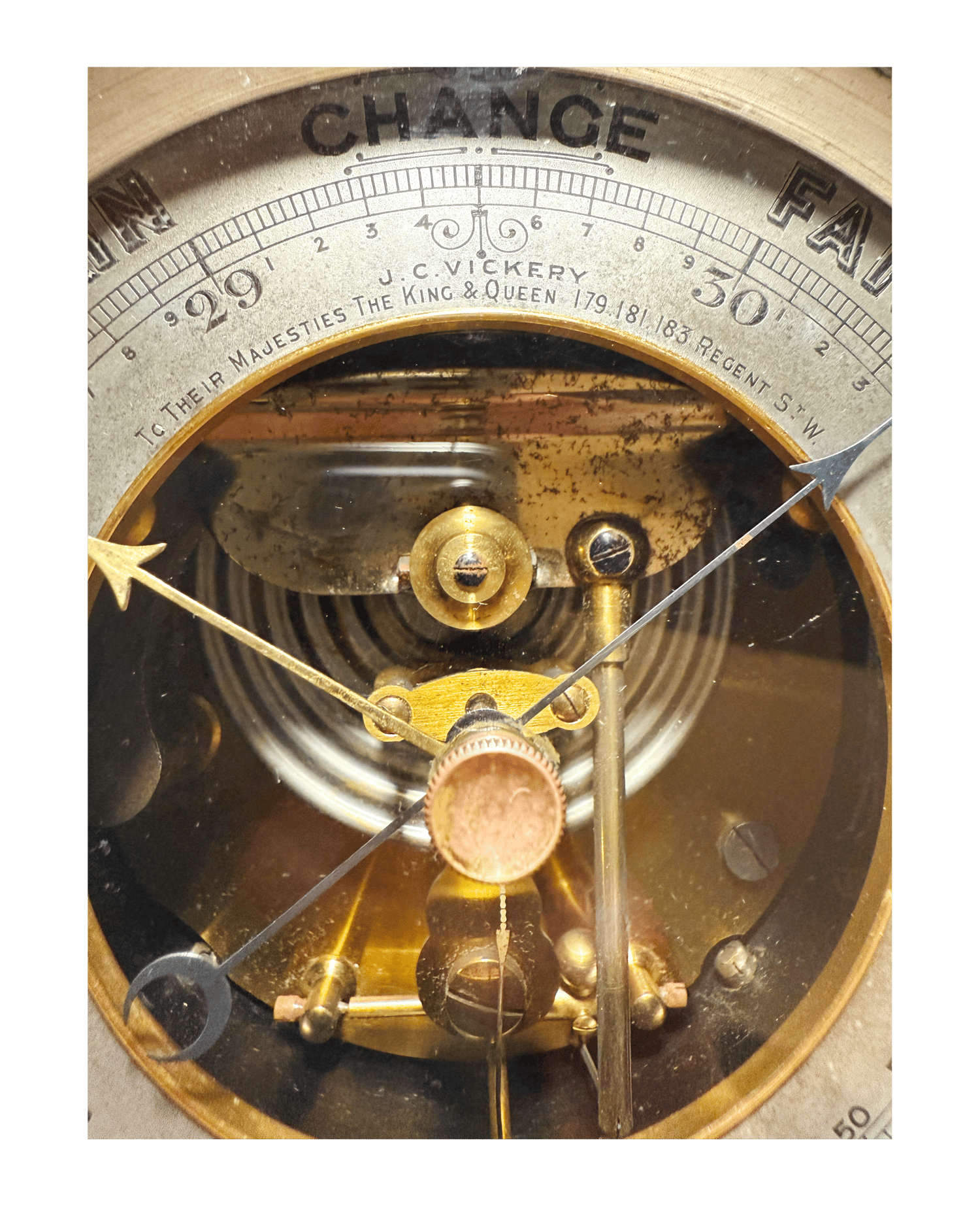 Royal desk barometer in a silver-mounted leather case