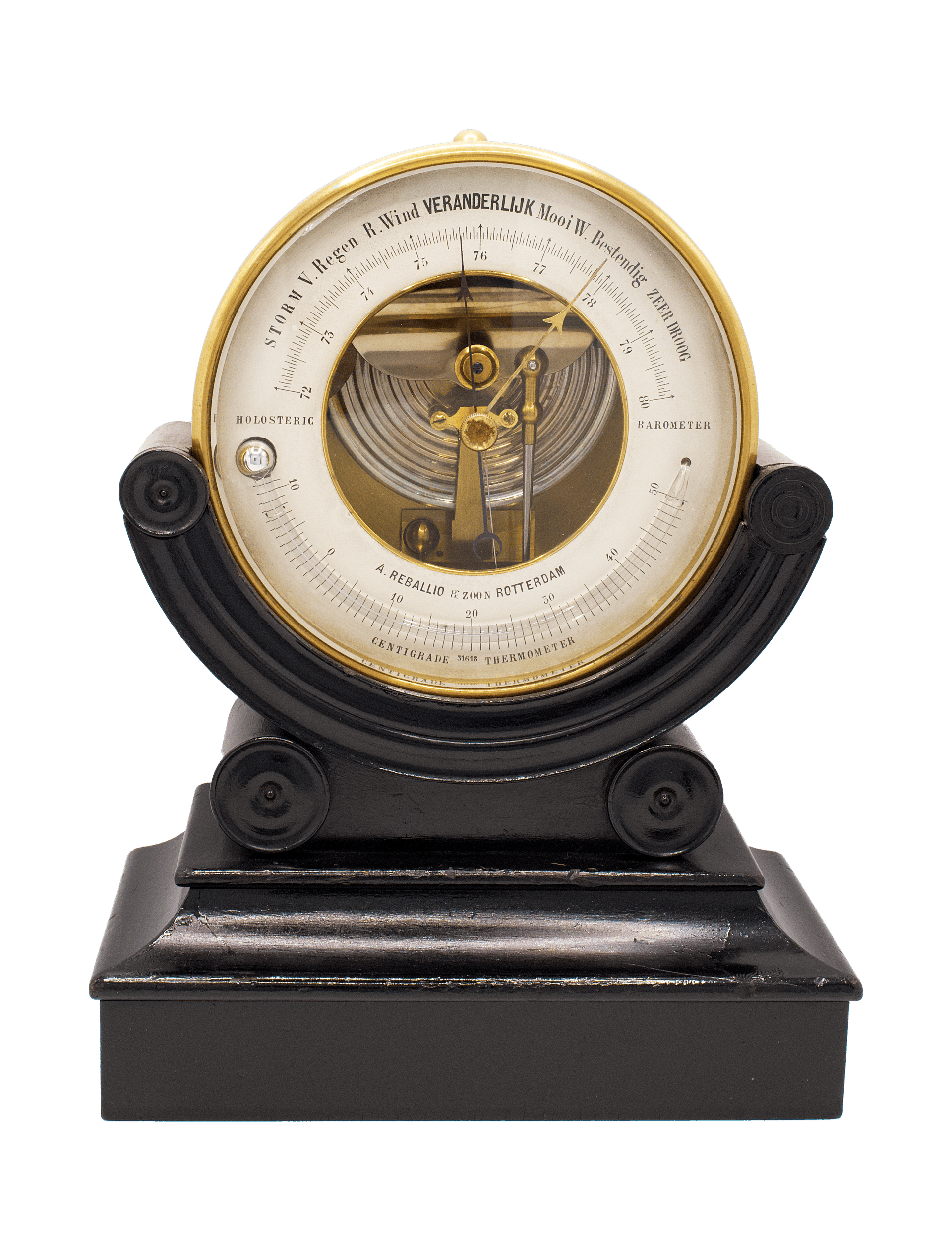 Brass-cased Dutch aneroid barometer