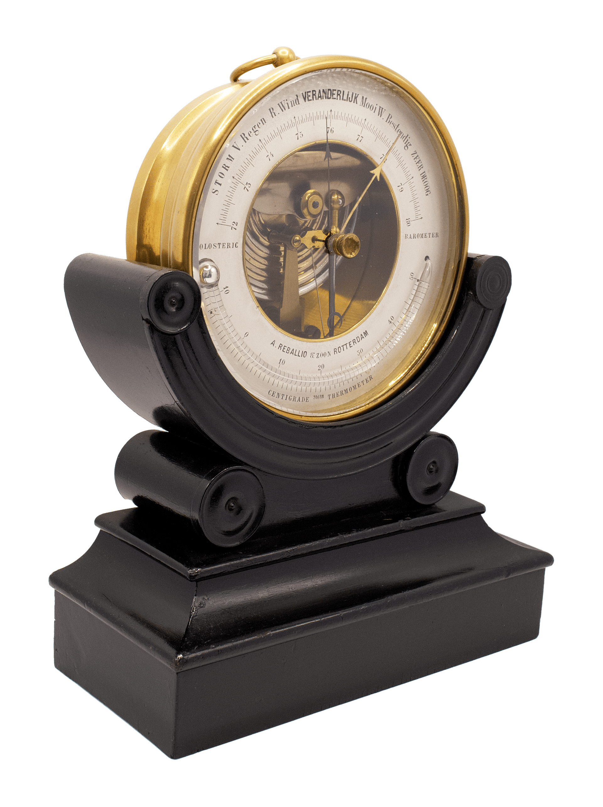 Brass-cased Dutch aneroid barometer