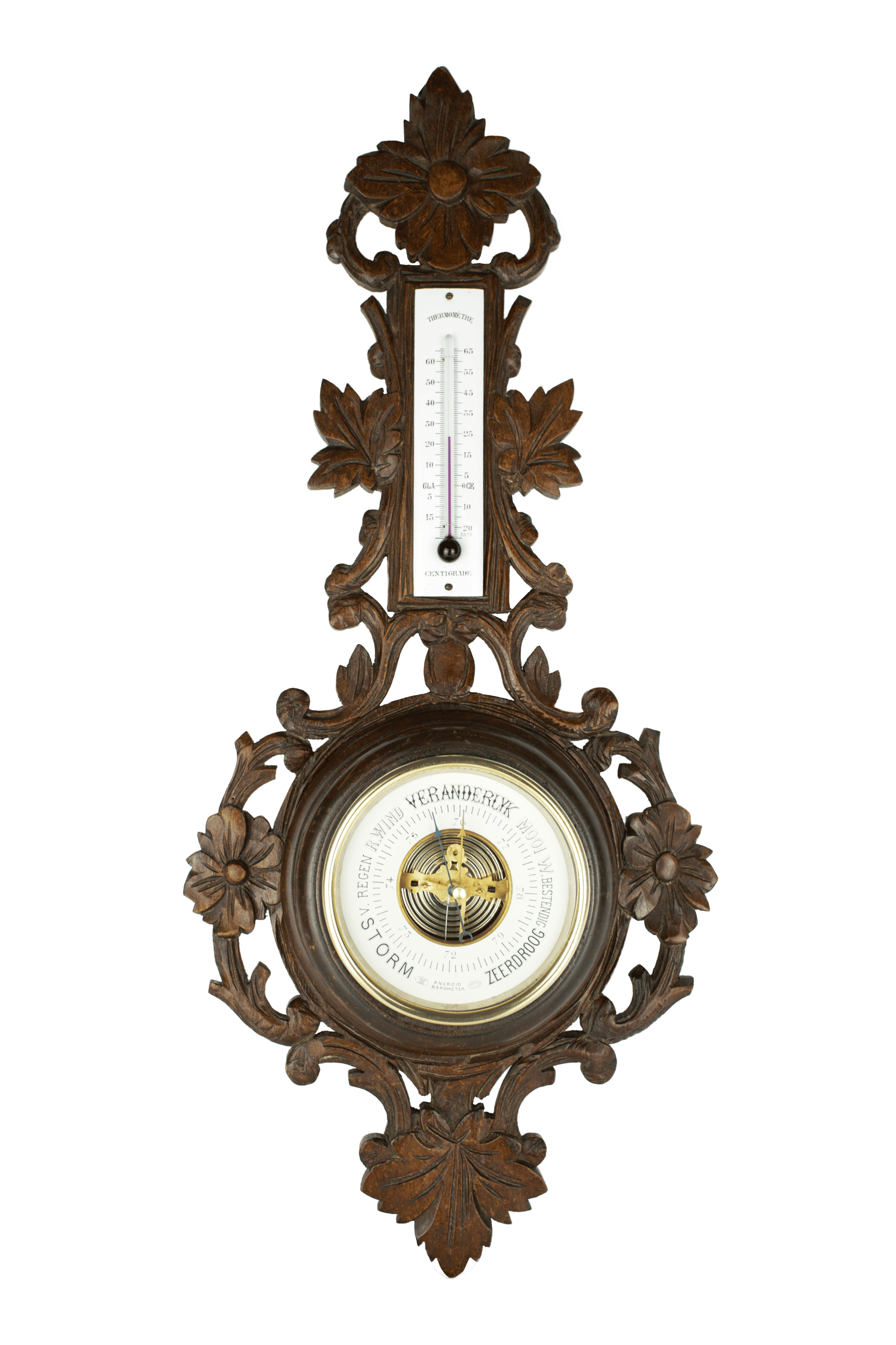 Ornately Carved Wooden Case Barometer