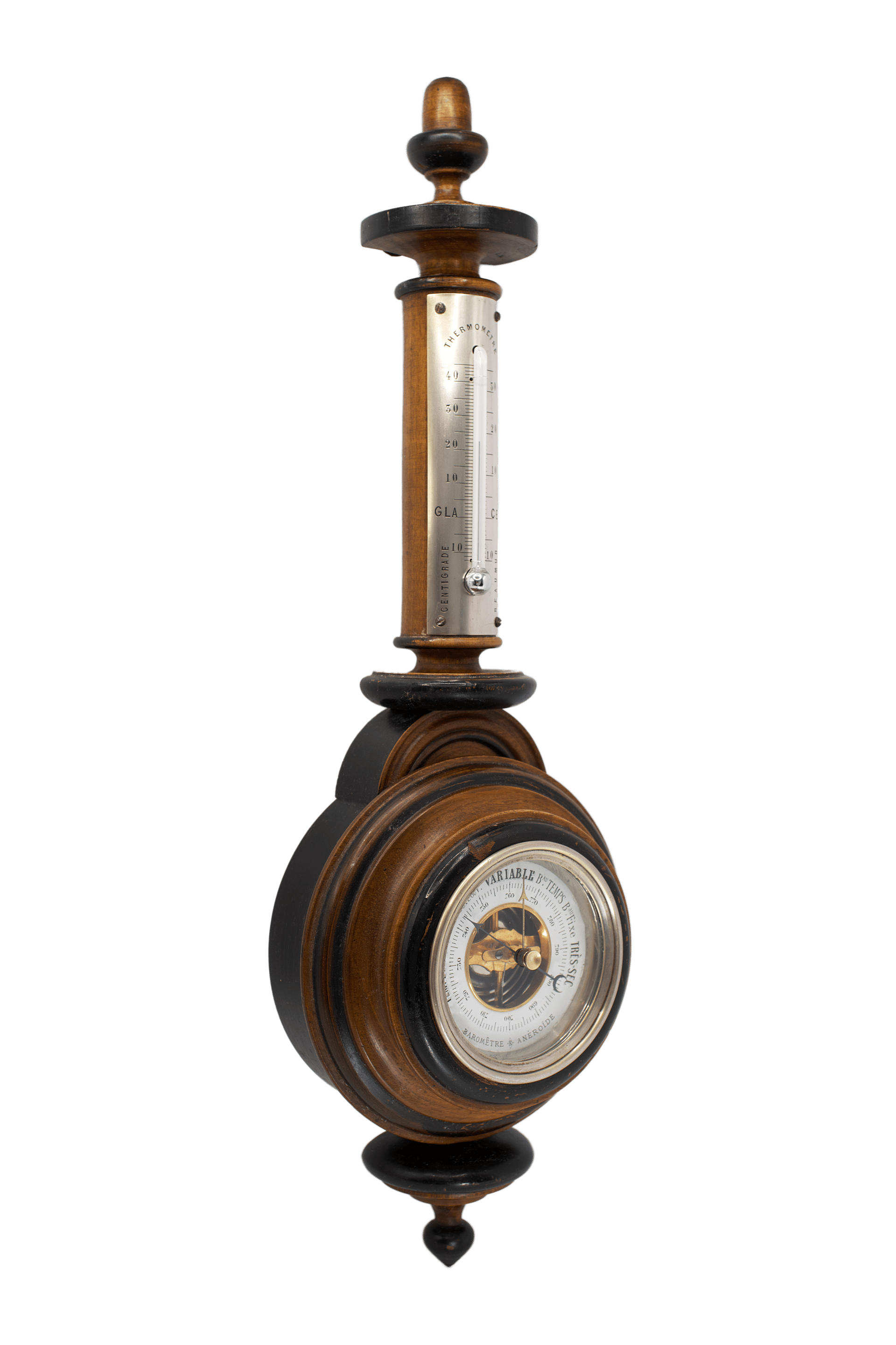 Curved Thermometer Aneroid Barometer