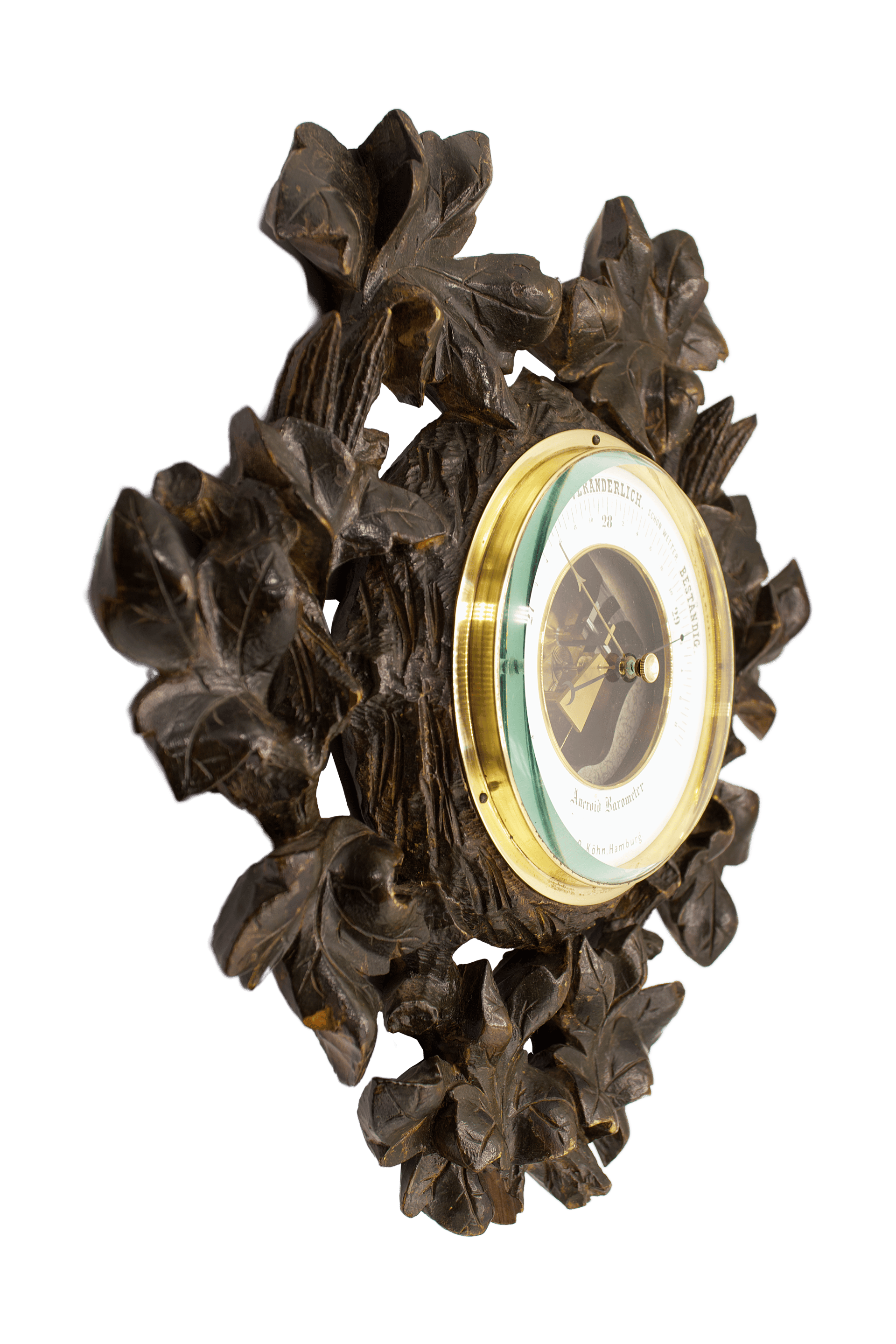 Black Forest Carved Walnut Aneroid