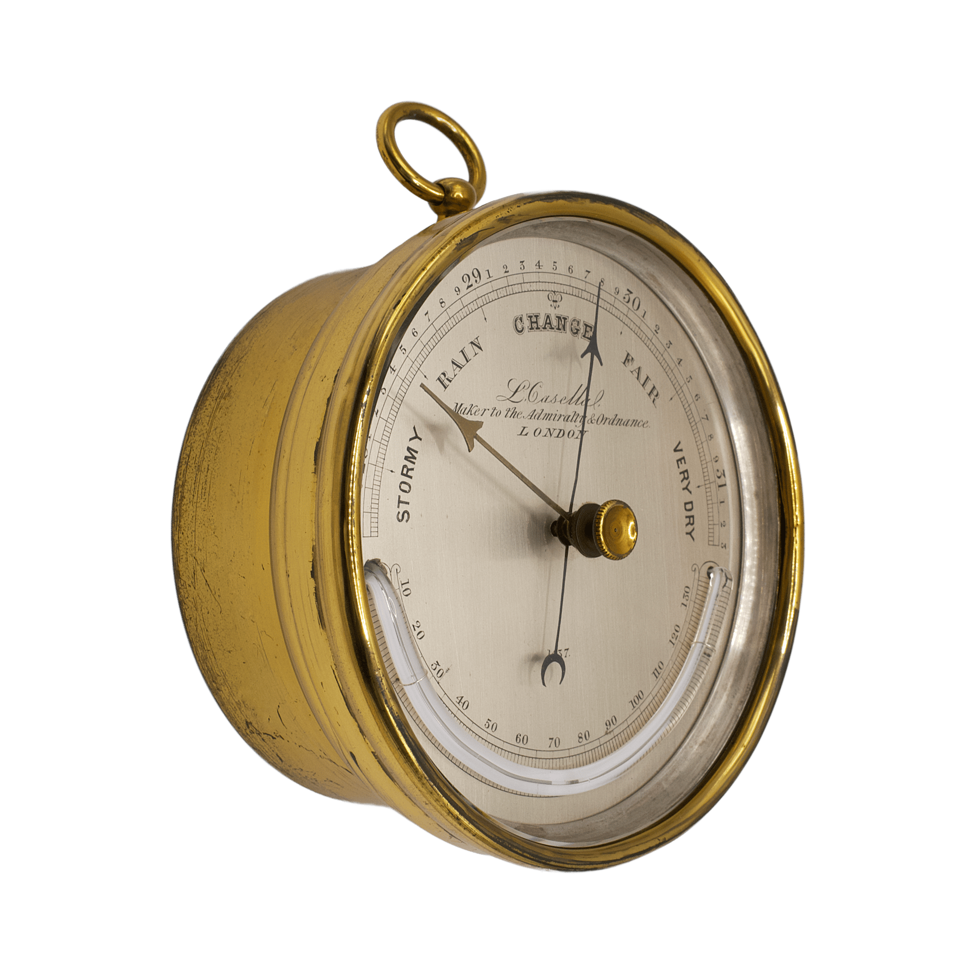 Casella Brass Drum Aneroid Barometer