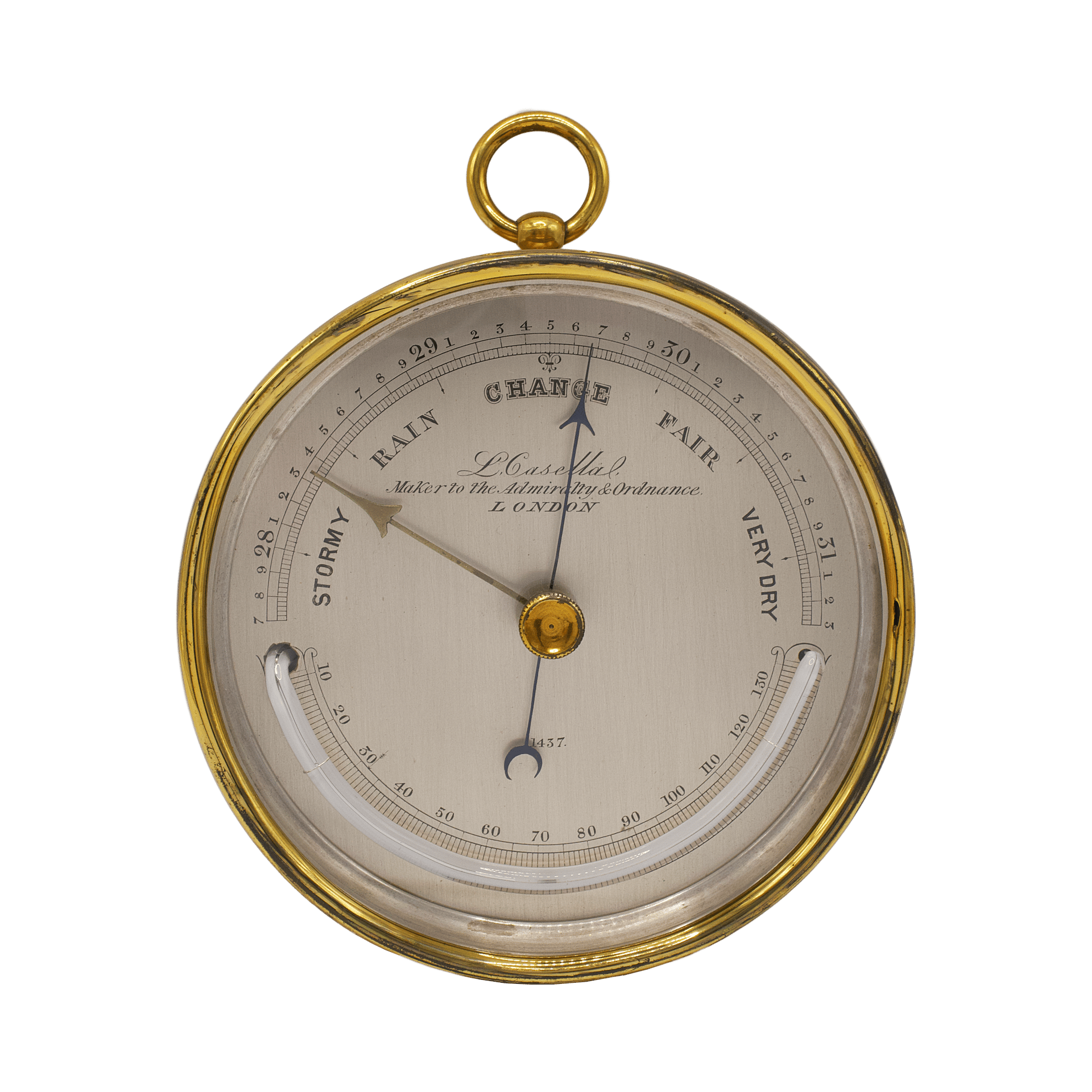 Casella Brass Drum Aneroid Barometer