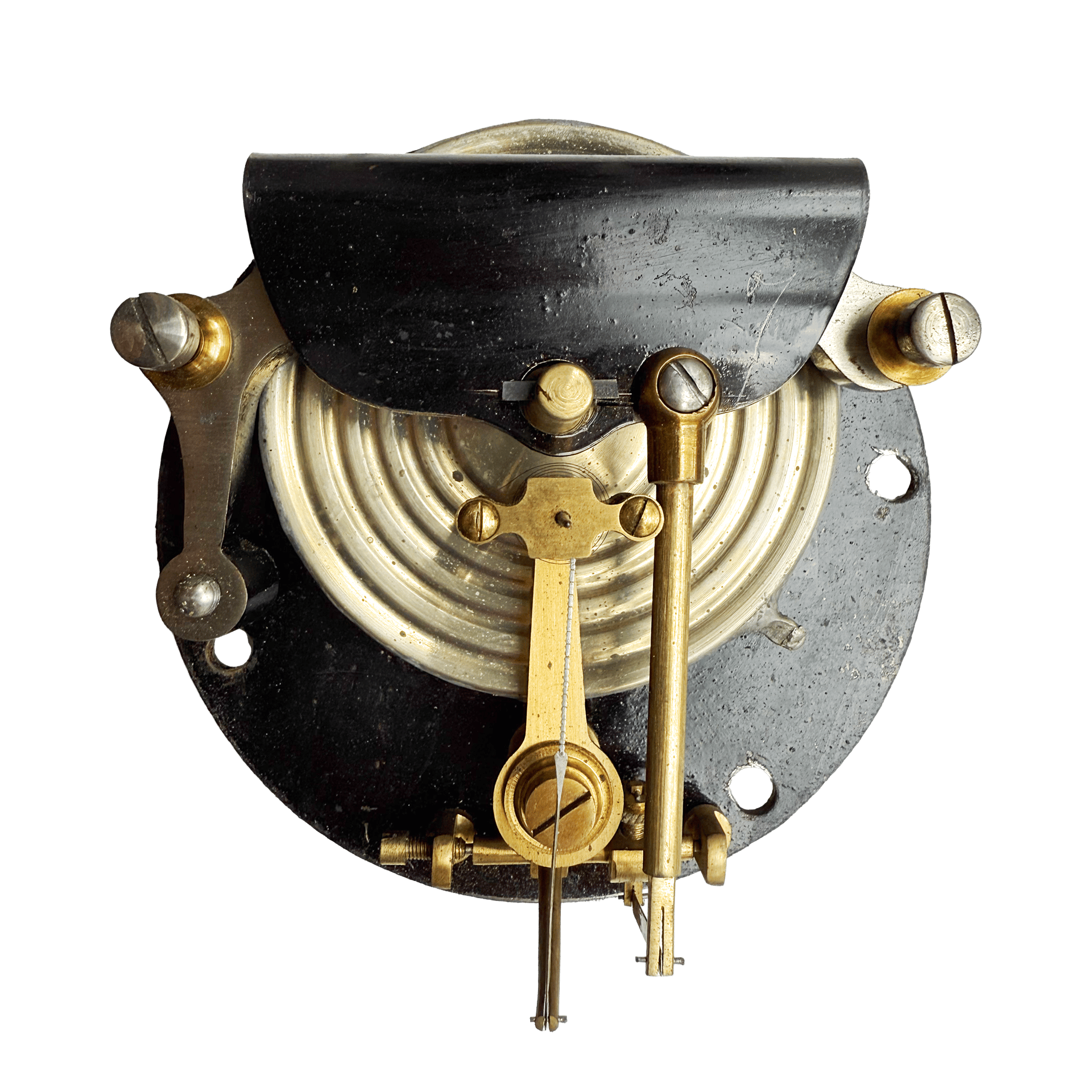 Carved oak round aneroid barometer