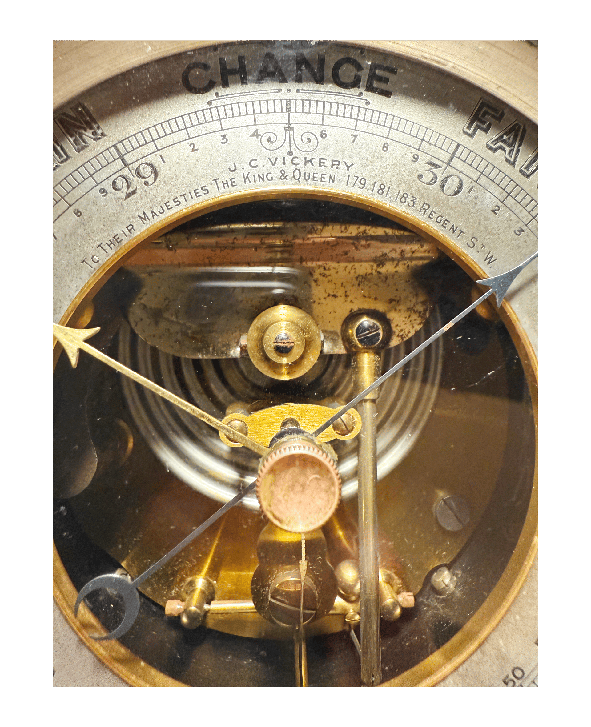 Royal desk barometer in a silver-mounted leather case