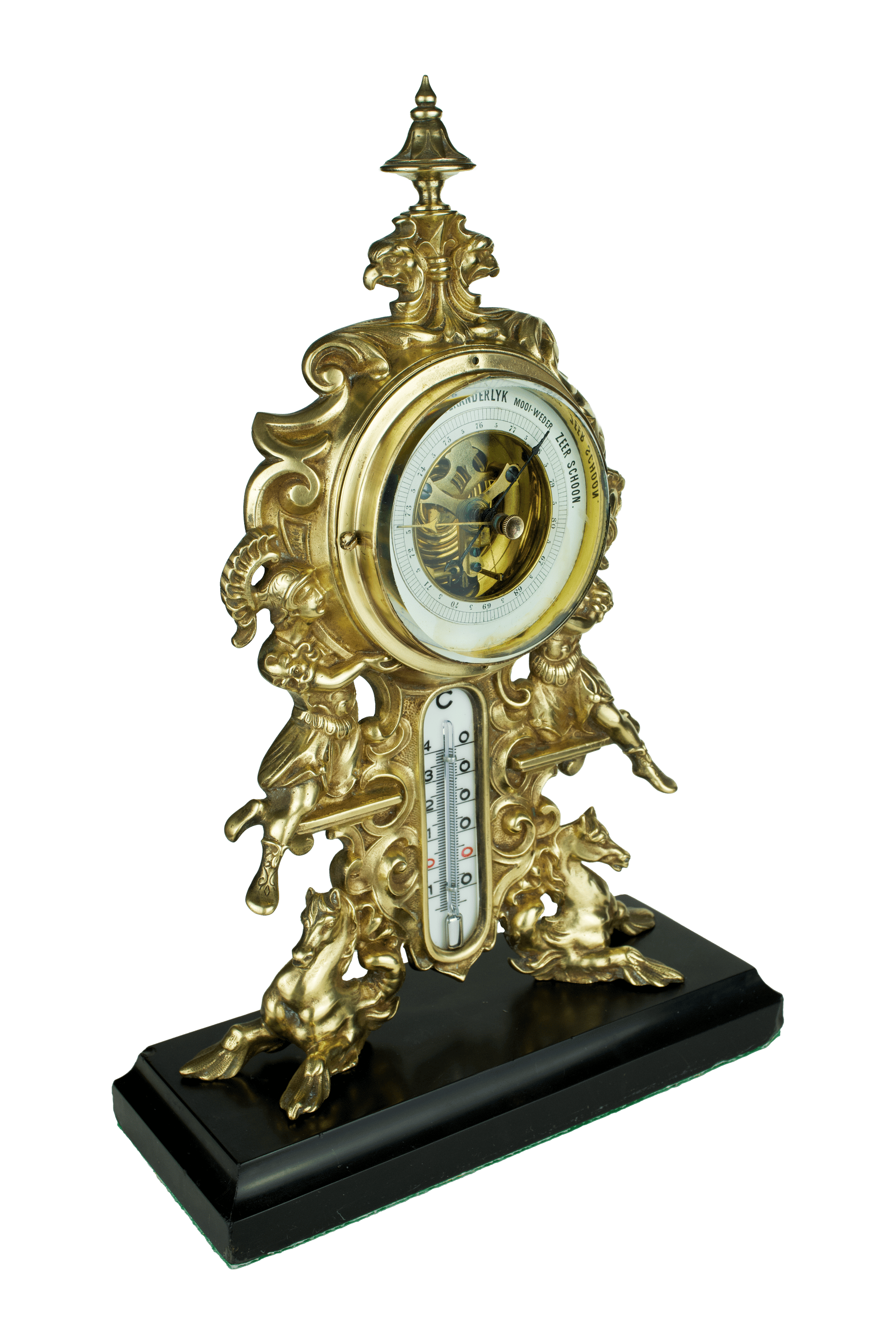 Baroque-ornamented desk barometer