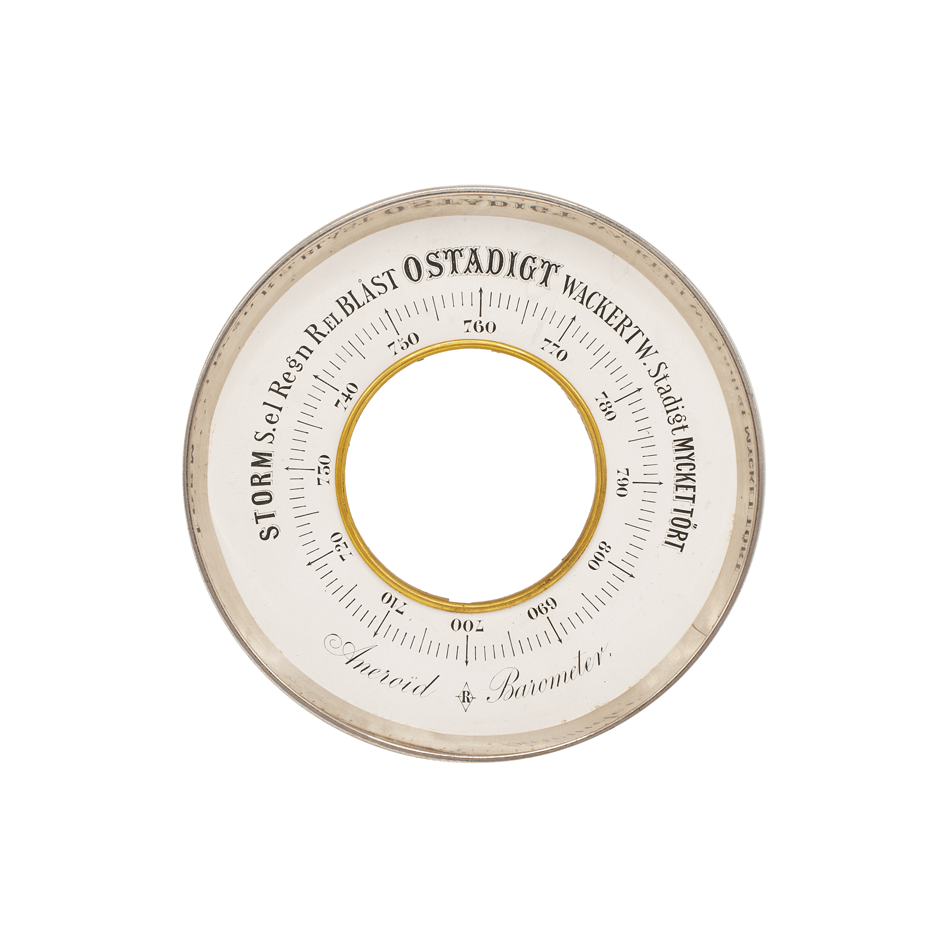 Nickel-Plated Brass Desk Barometer