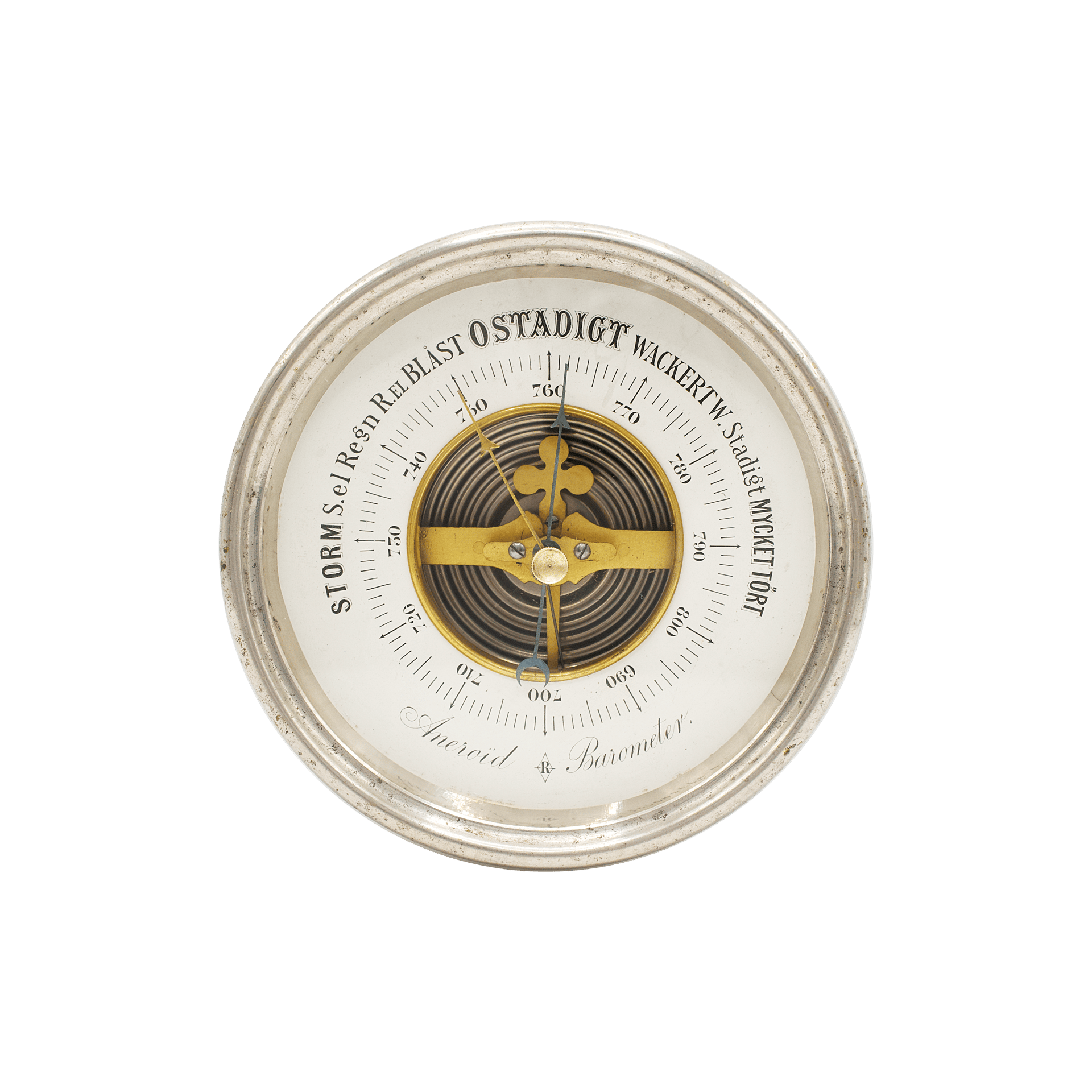 Nickel-Plated Brass Desk Barometer