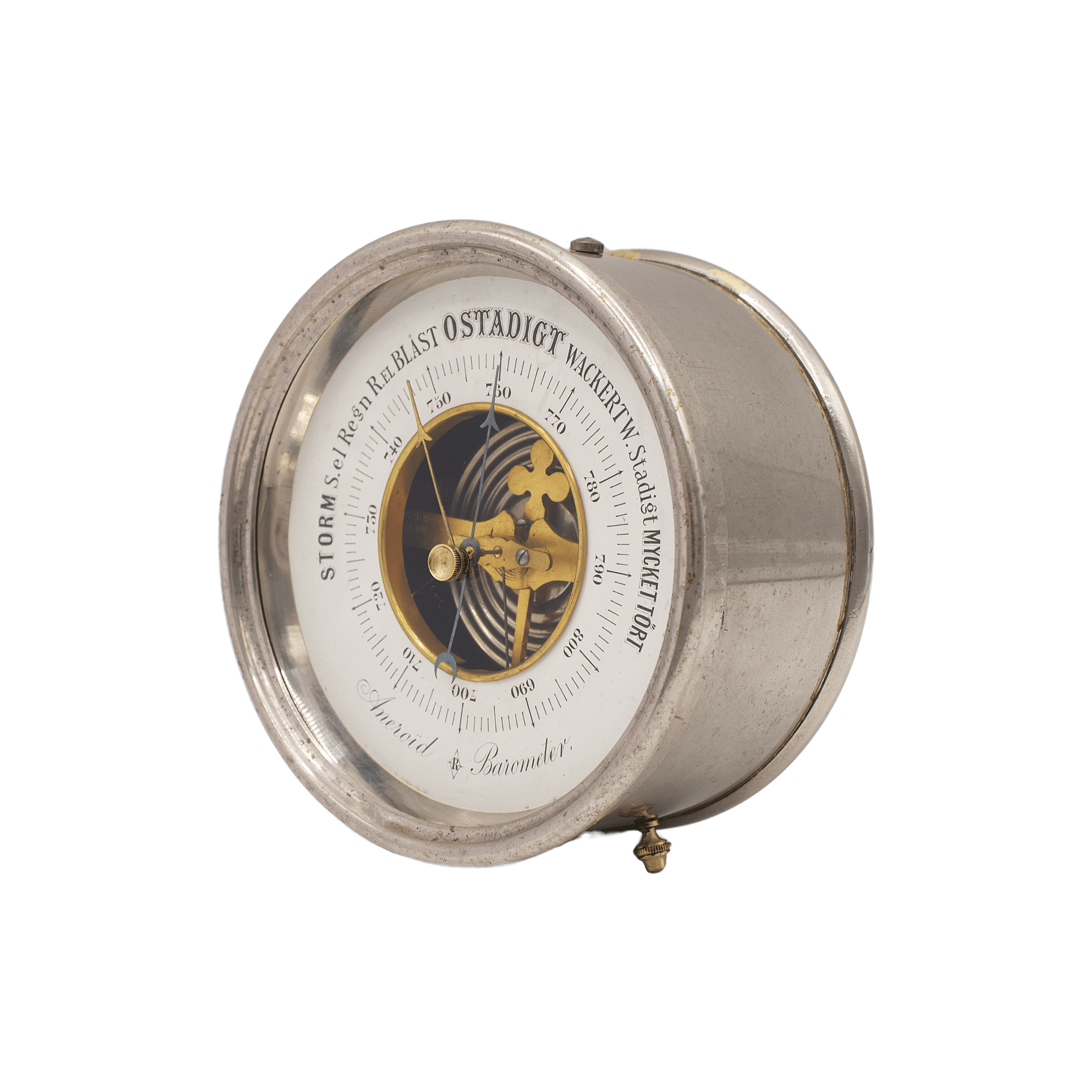 Nickel-Plated Brass Desk Barometer