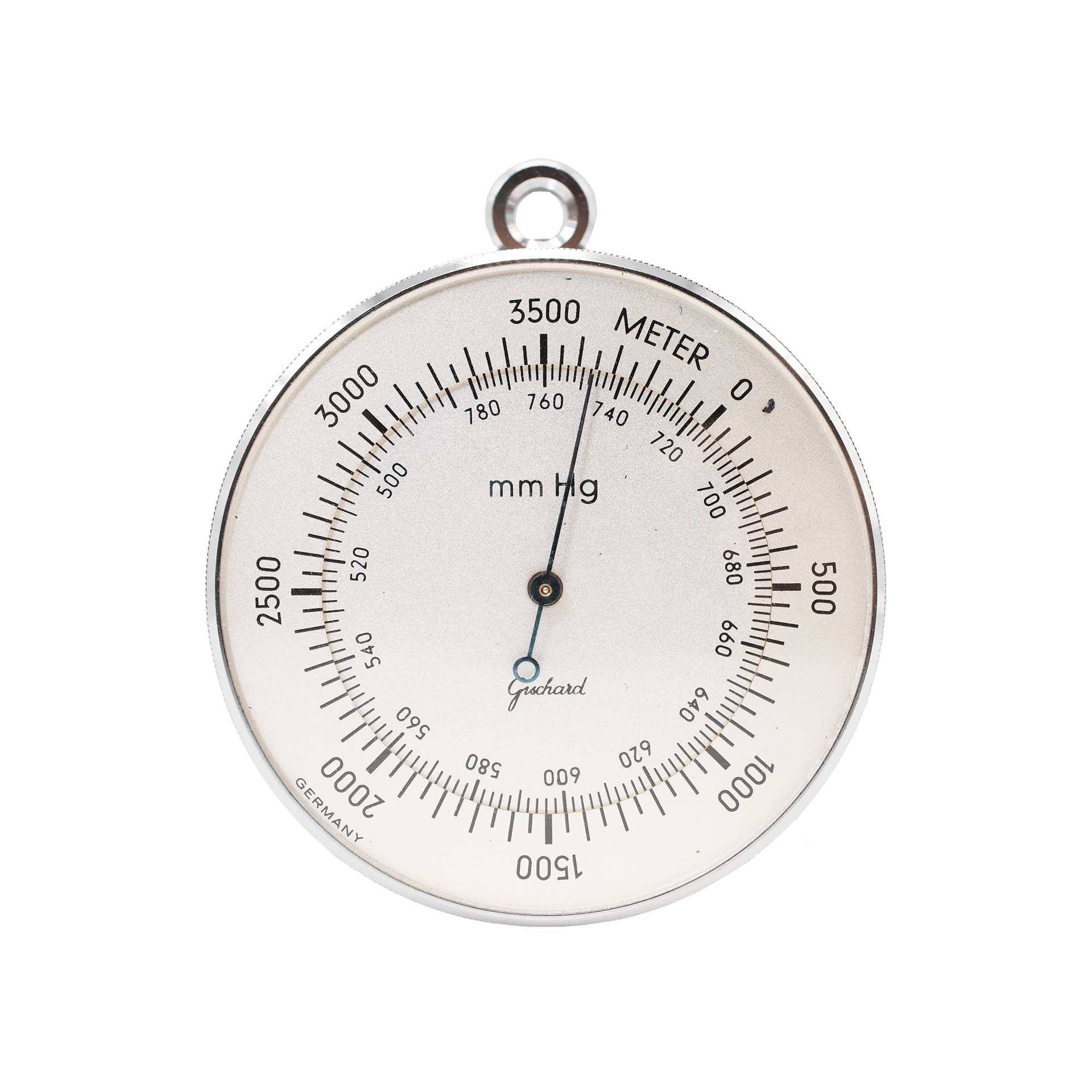 Altimetric barometer in a leather case