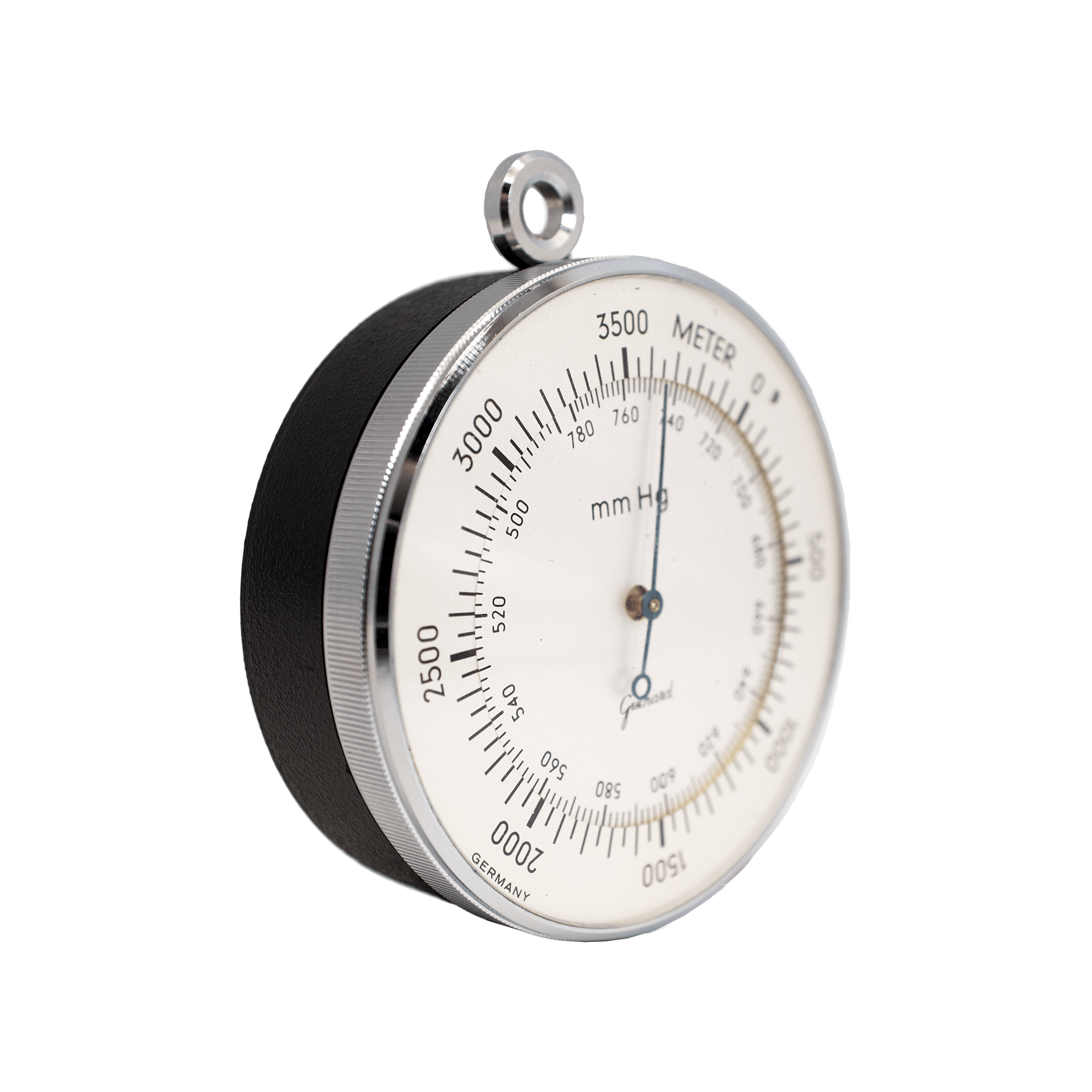 Altimetric barometer in a leather case