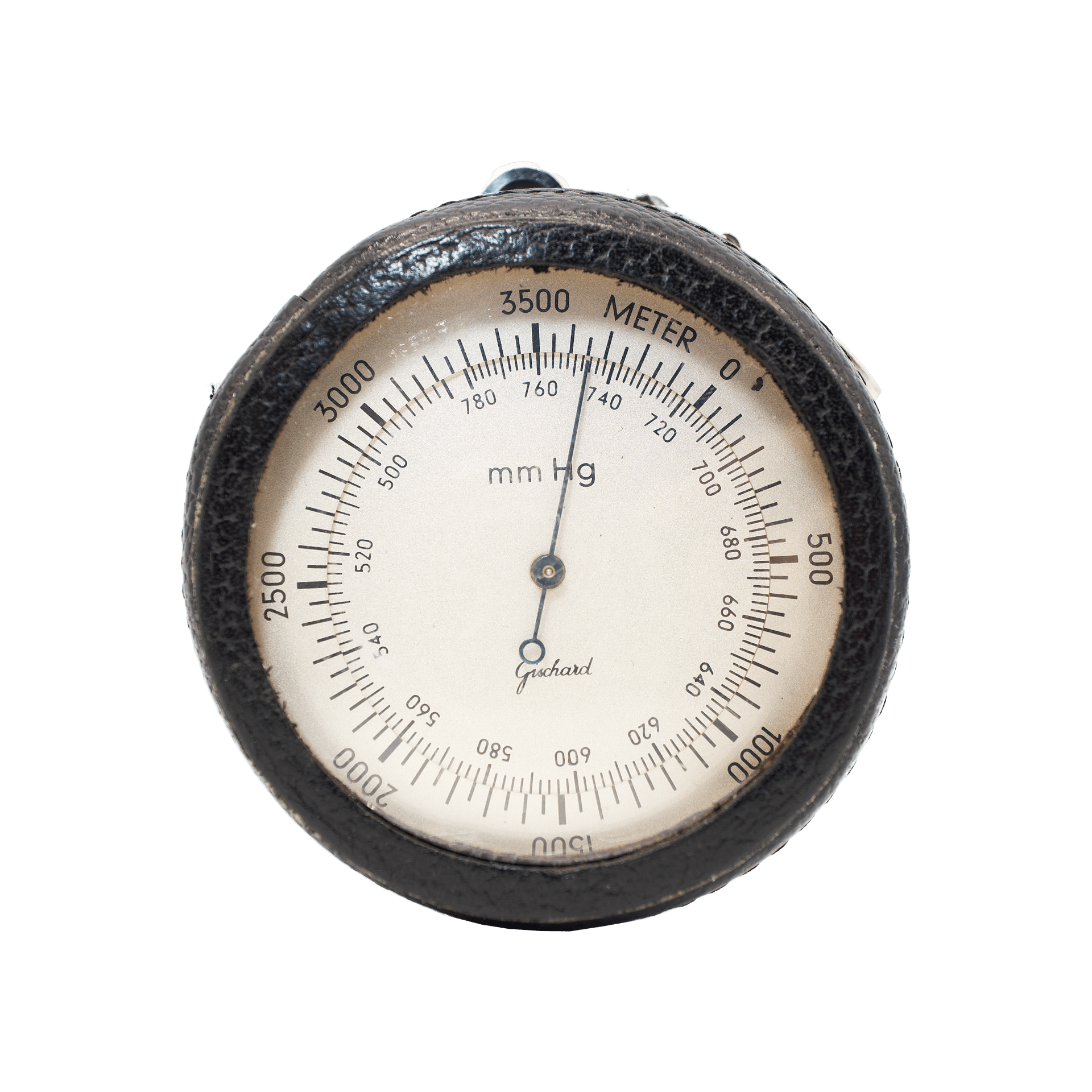 Altimetric barometer in a leather case