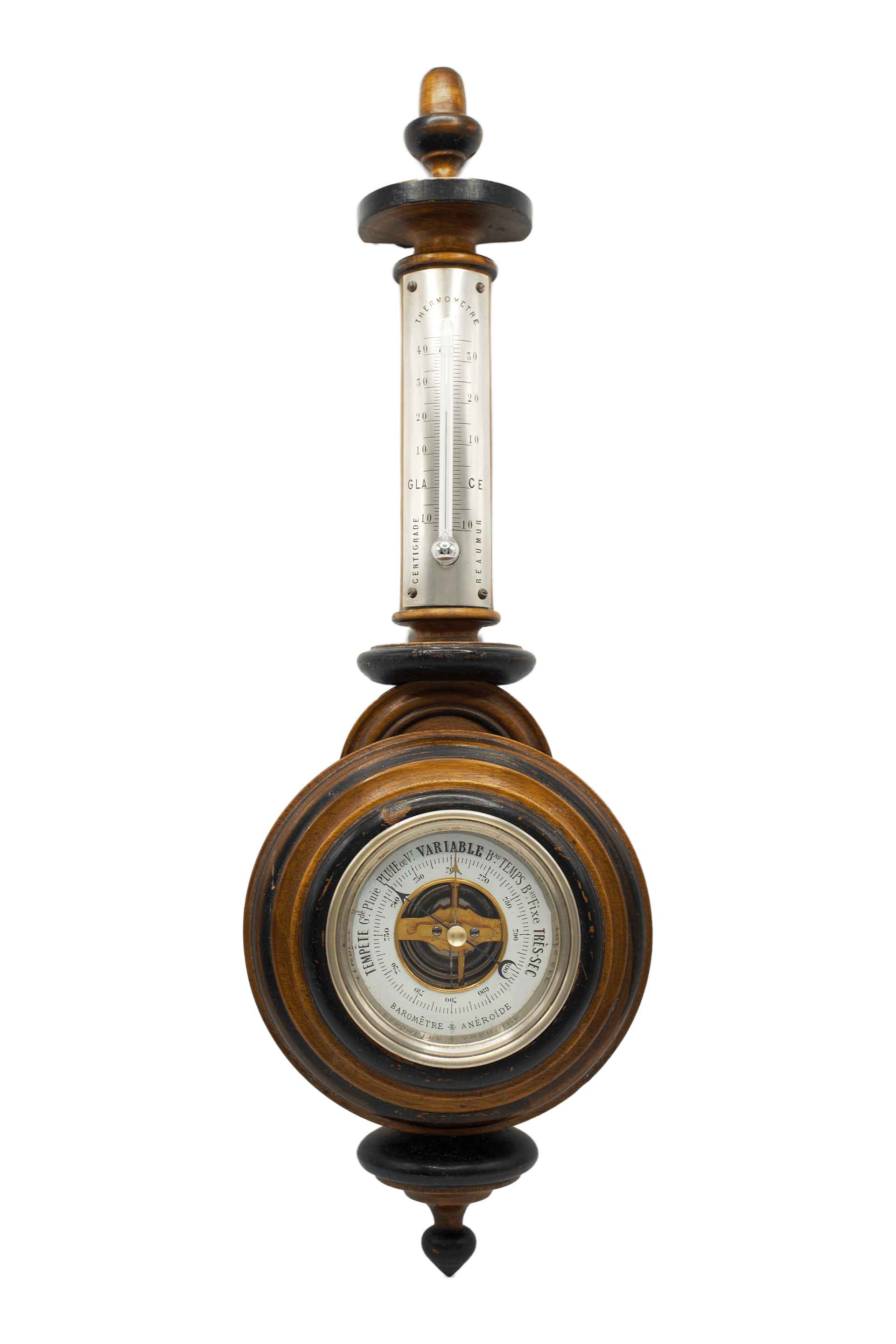 Curved Thermometer Aneroid Barometer