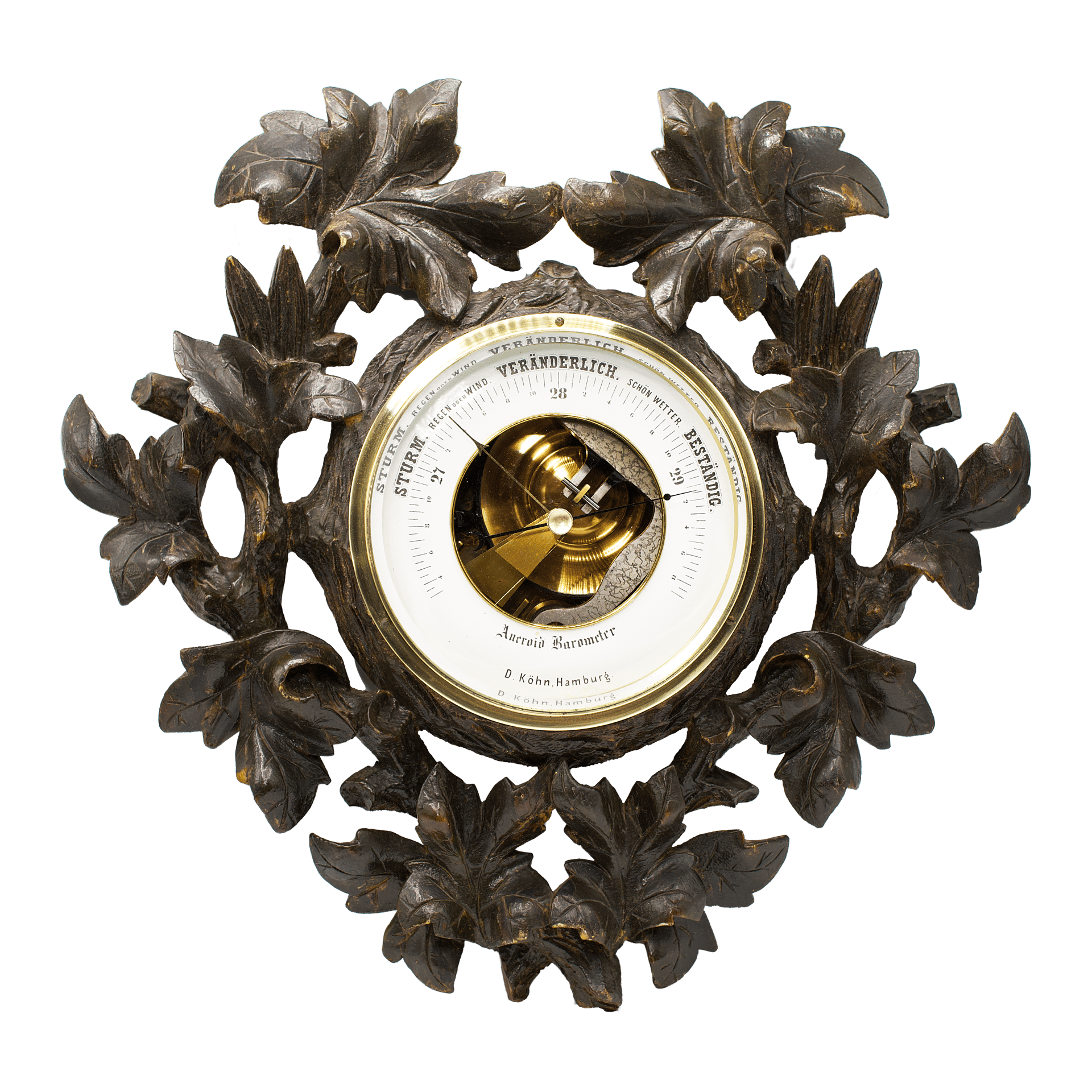 Black Forest Carved Walnut Aneroid