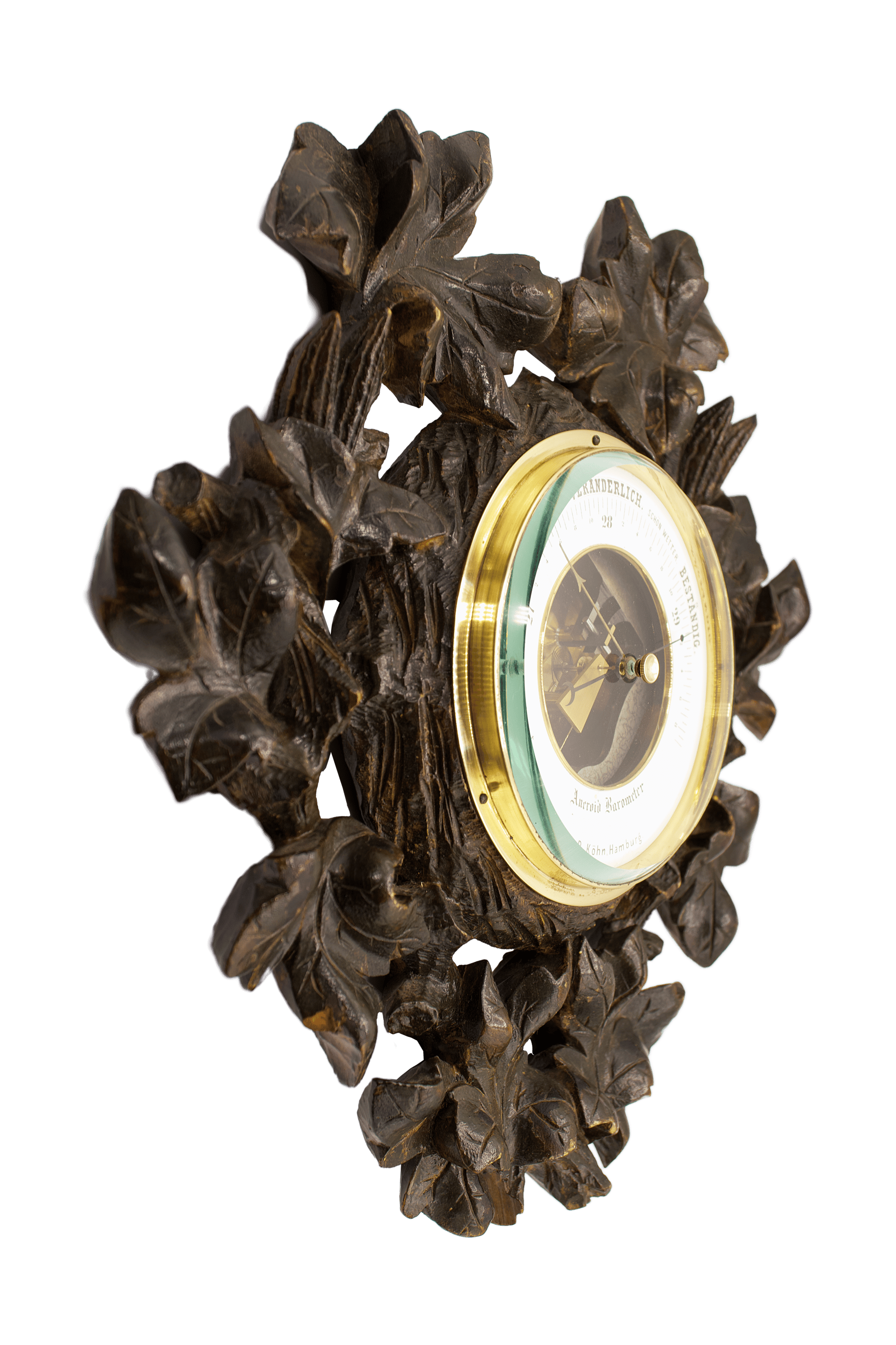 Black Forest Carved Walnut Aneroid