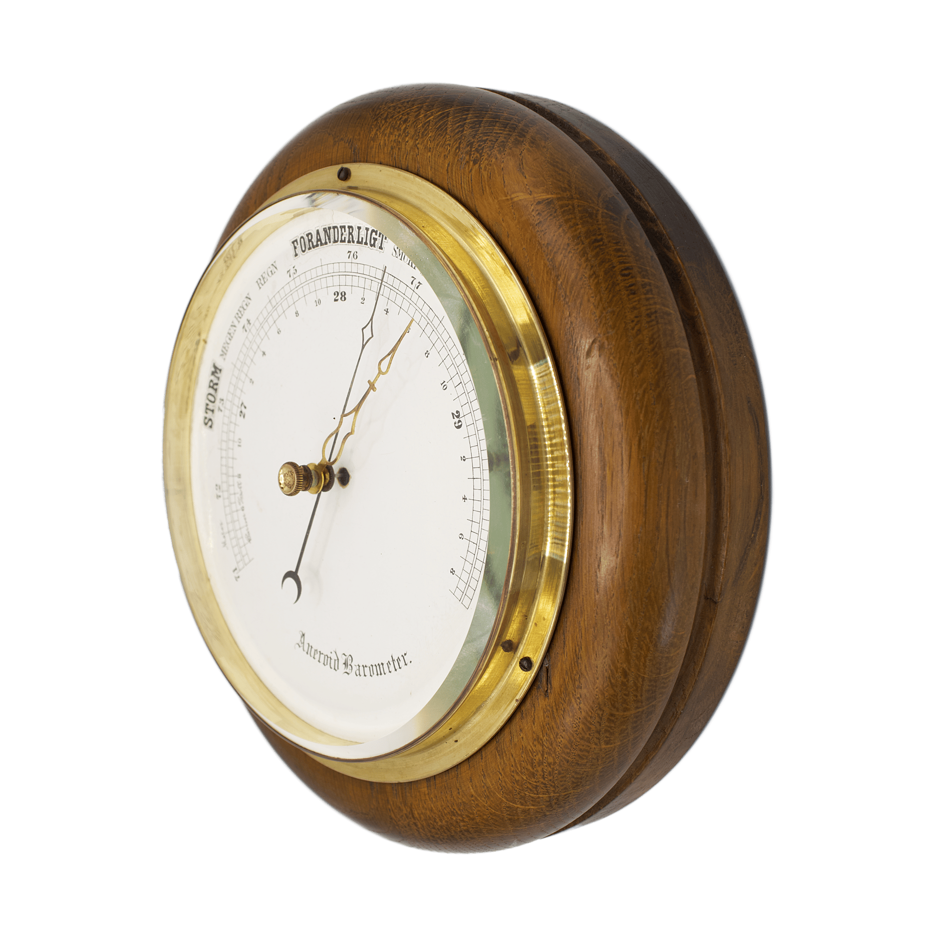 Very early oak case aneroid barometer