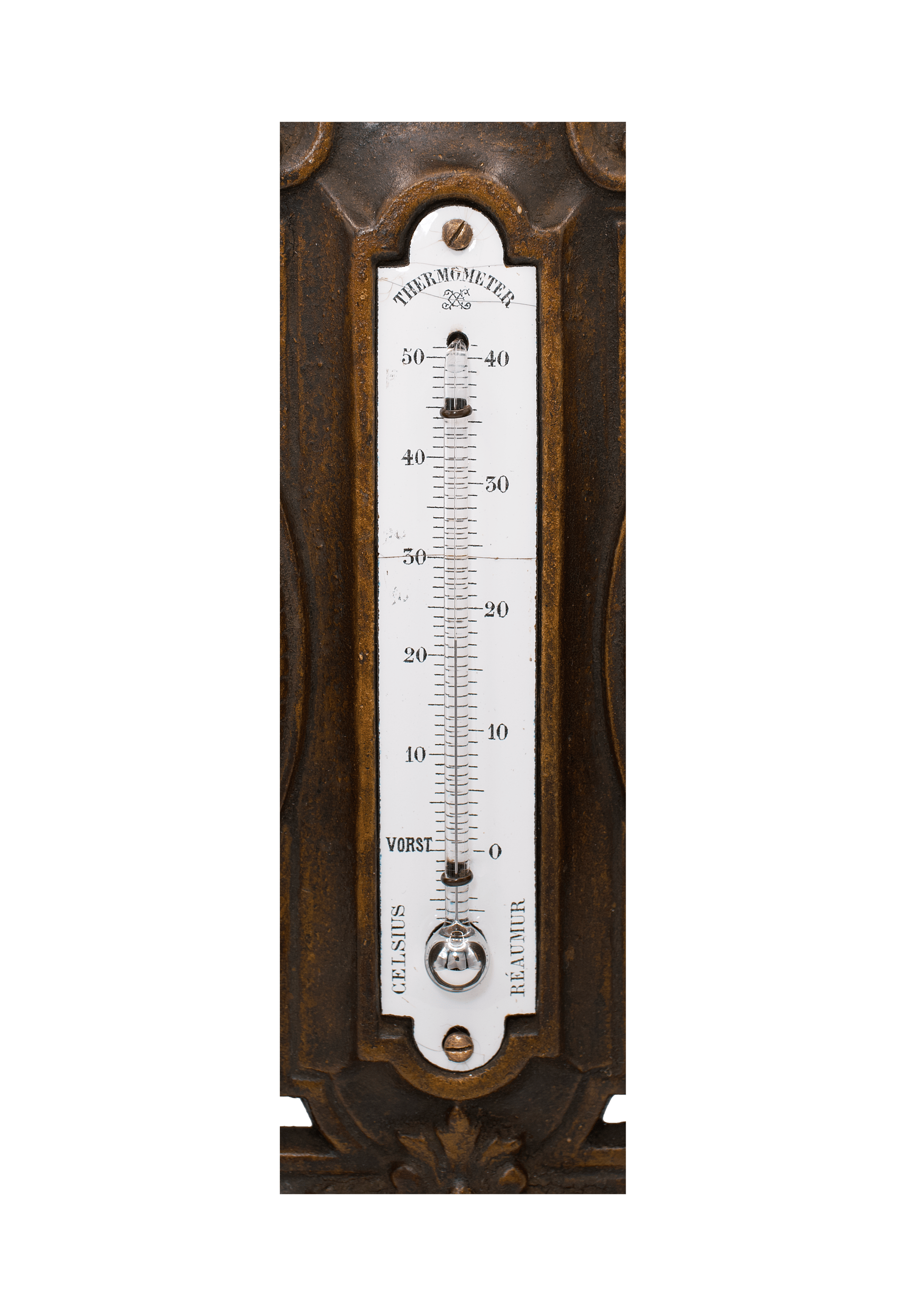 Mantel clock with barometer and thermometer