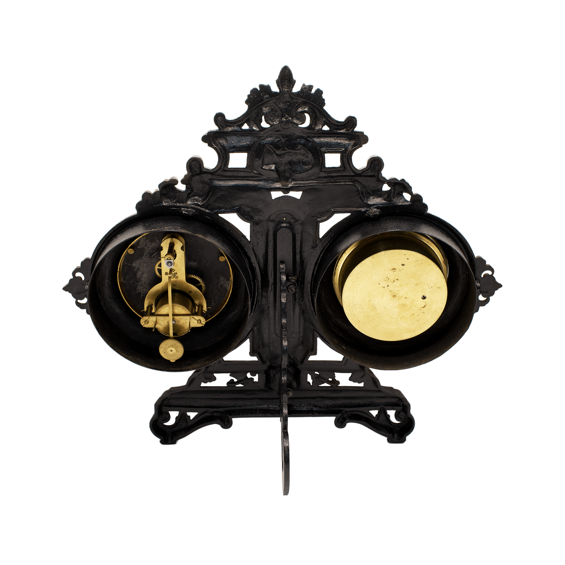 Mantel clock with barometer and thermometer