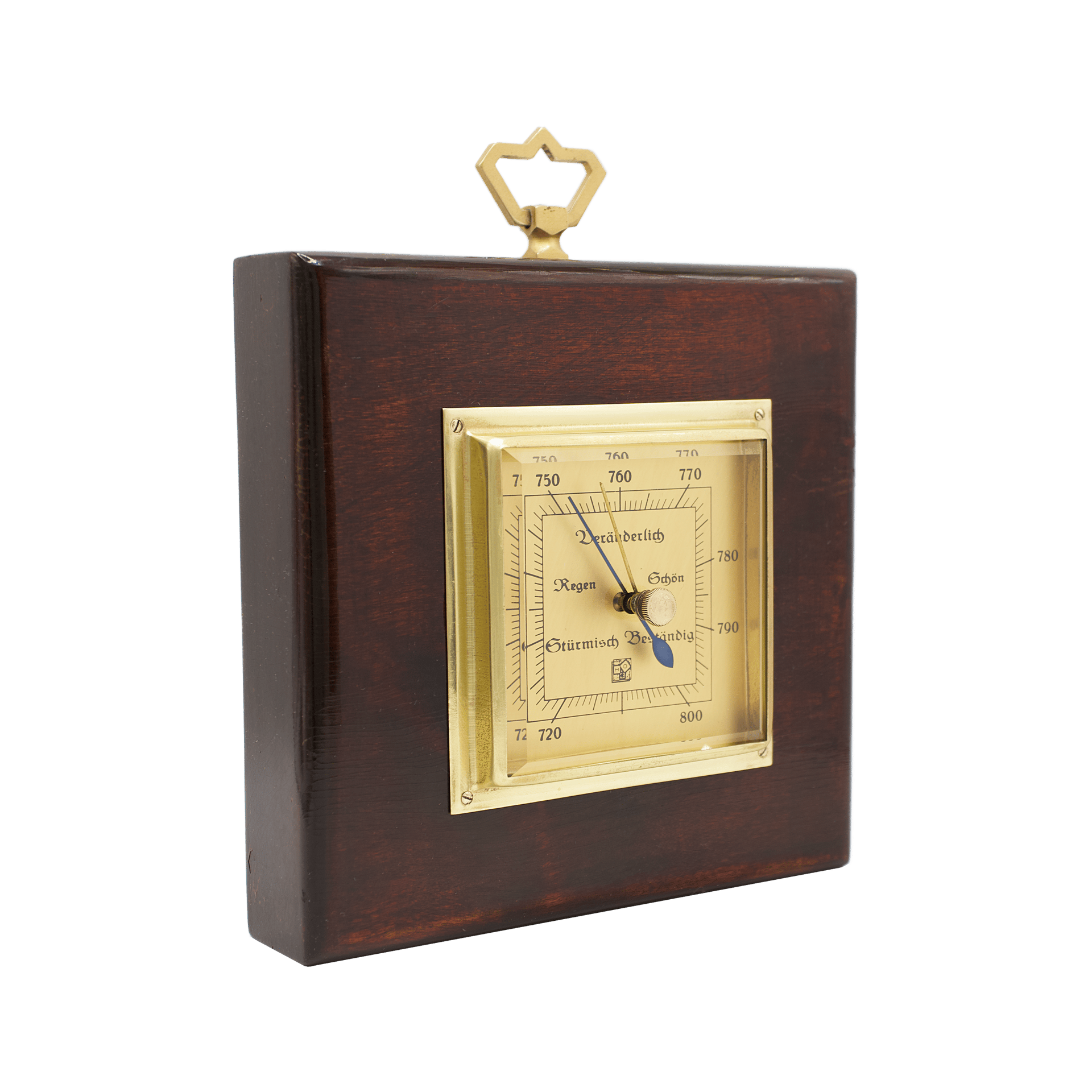Square Mahogany-Cased Aneroid Barometer