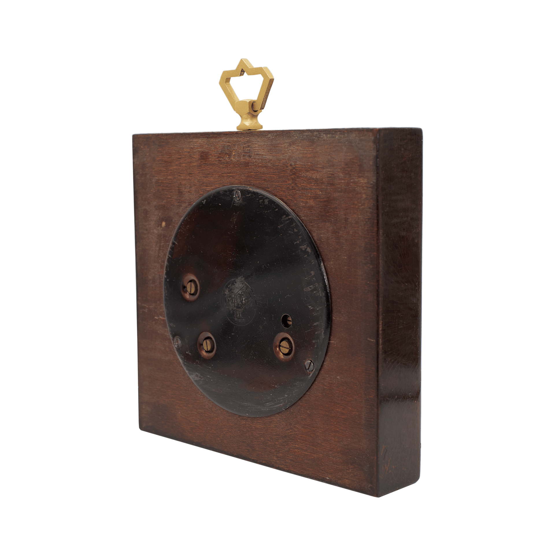 Square Mahogany-Cased Aneroid Barometer
