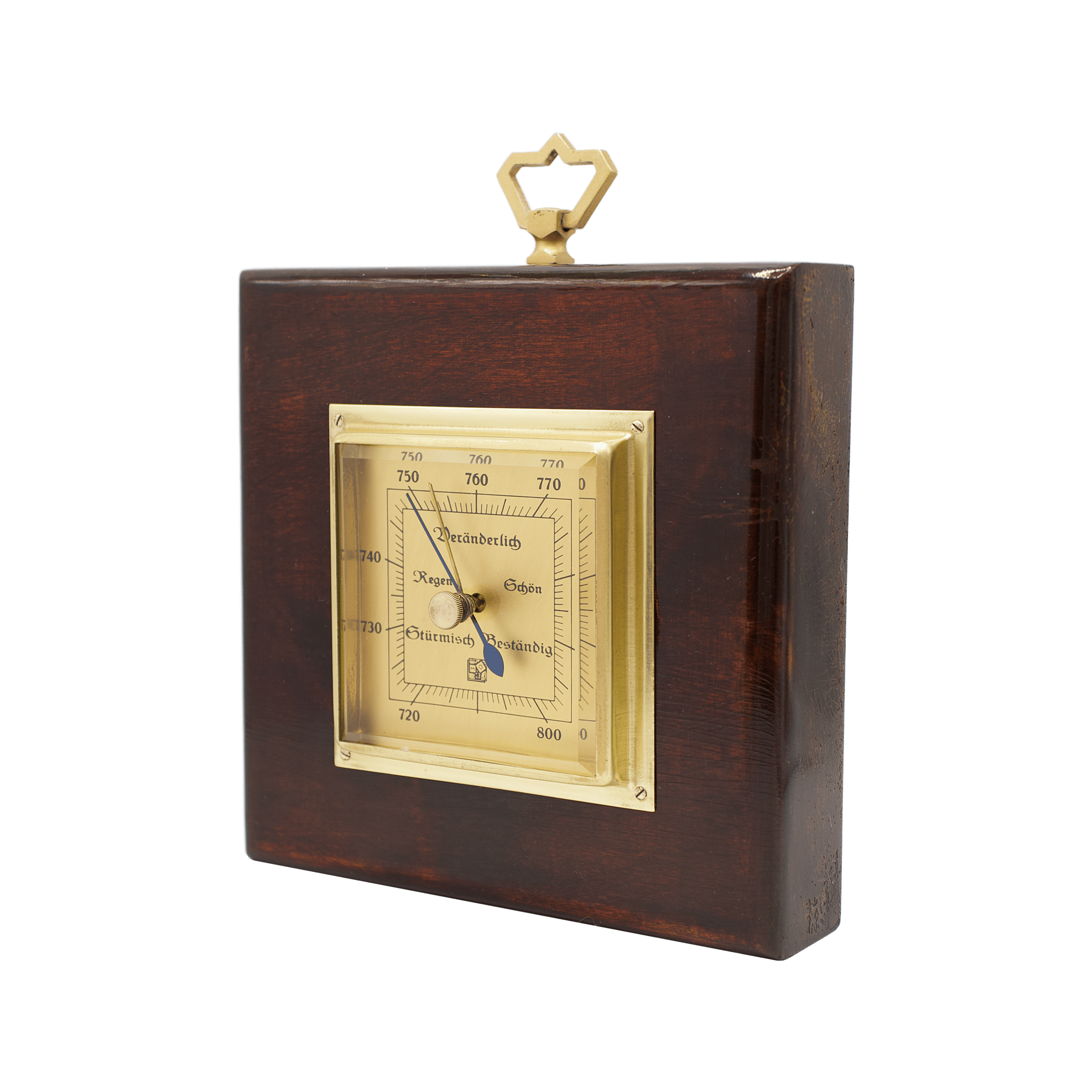 Square Mahogany-Cased Aneroid Barometer