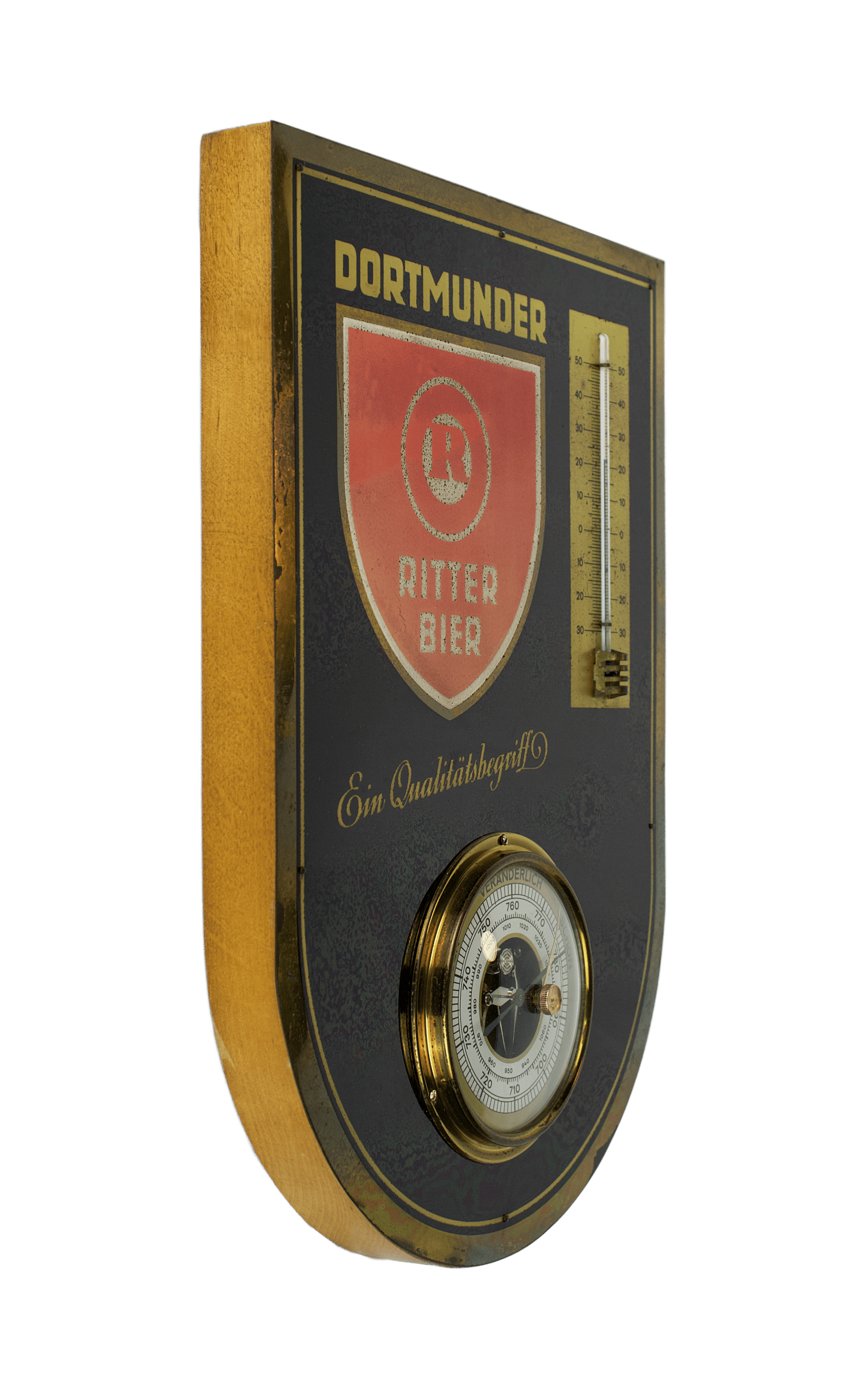 Advertising barometer with thermometer