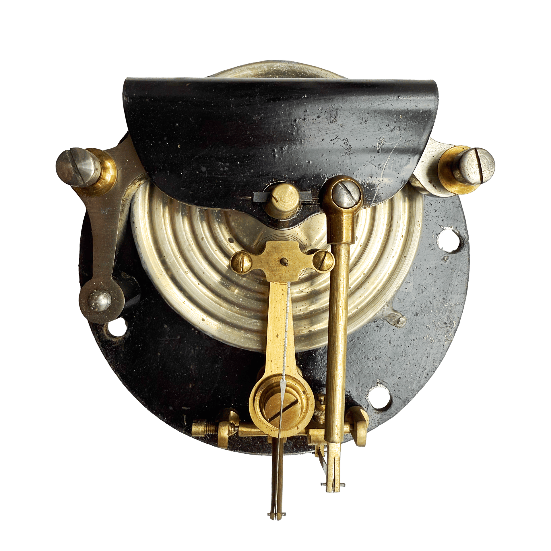 Carved oak round aneroid barometer