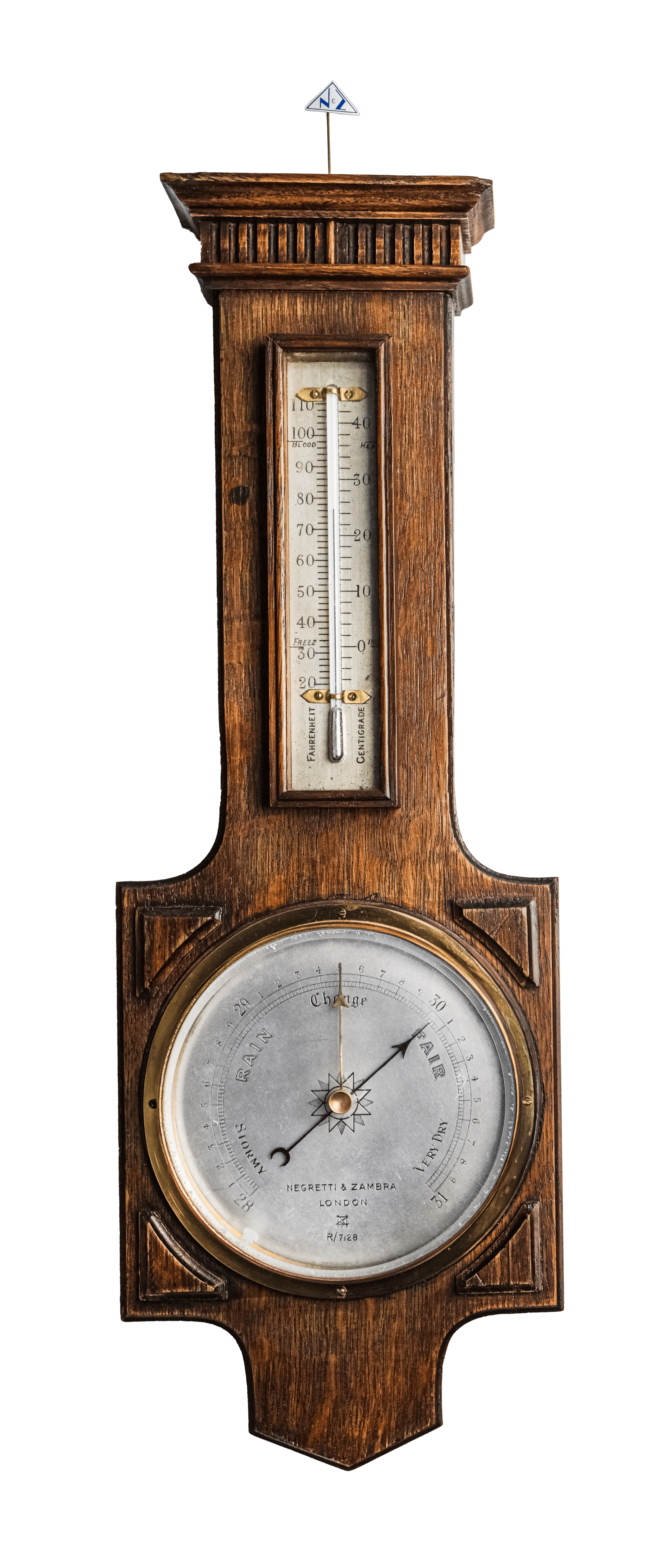 Neo-Gothic solid oak barometer