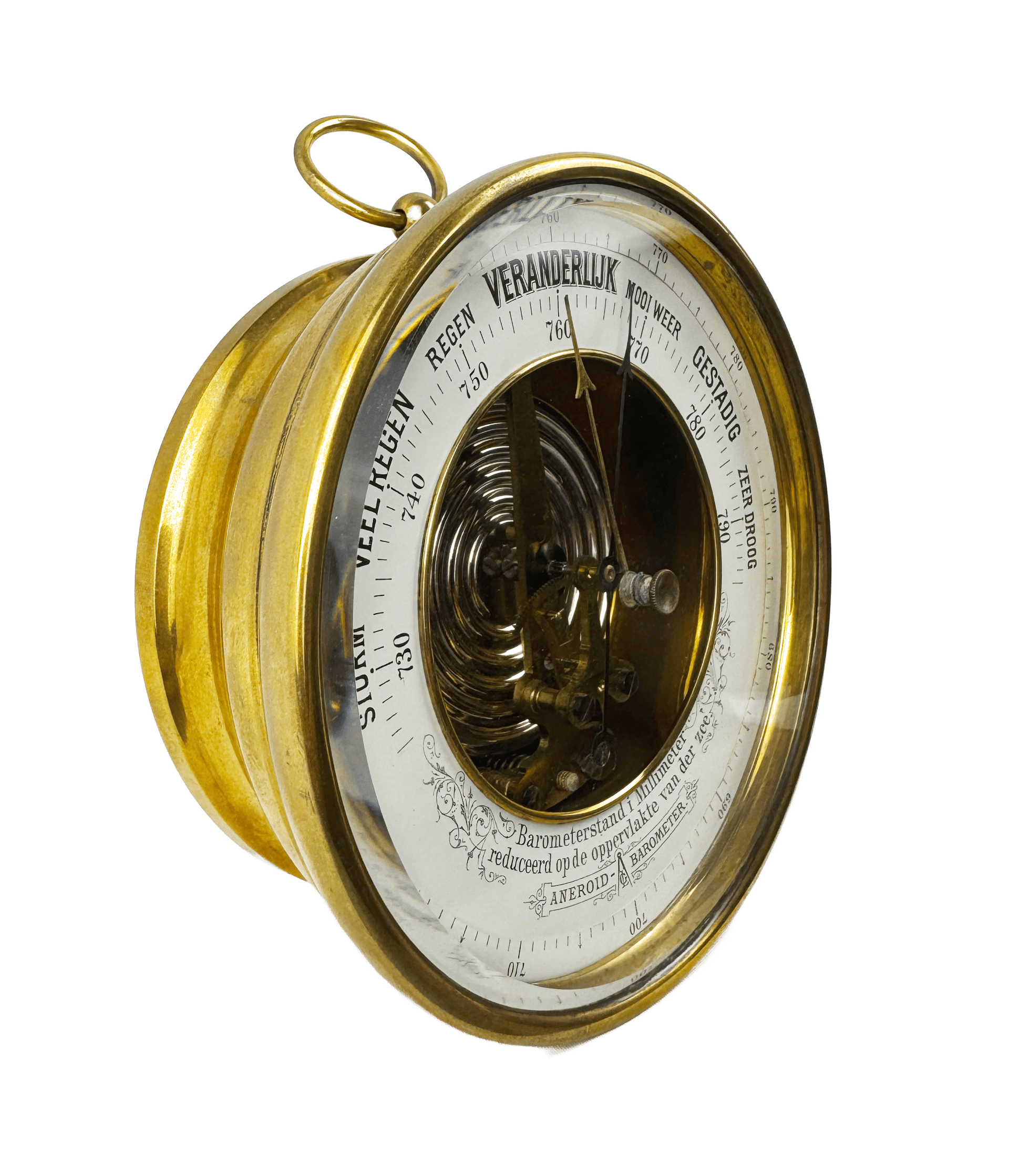 Marine brass aneroid barometer