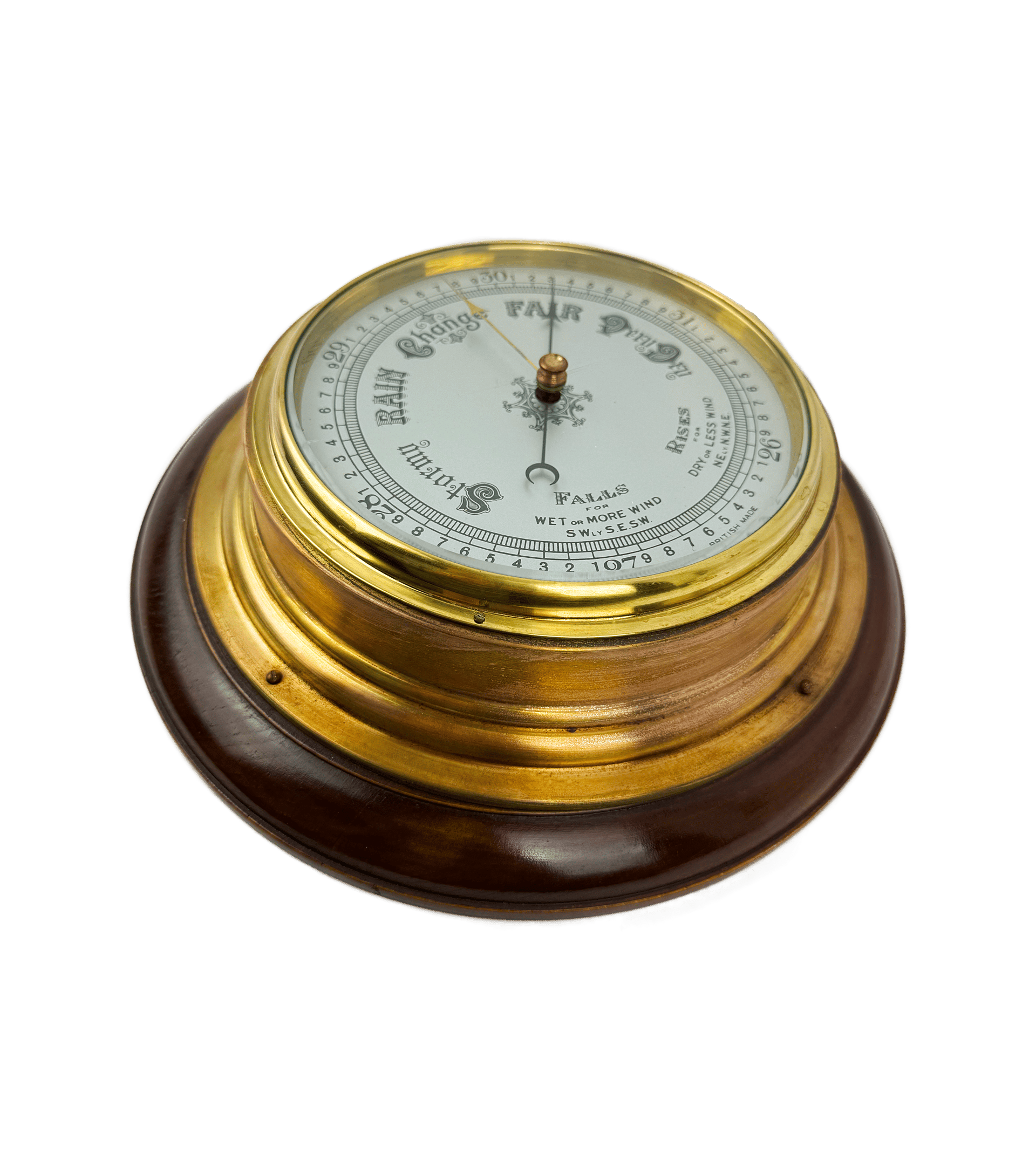 Ship's barometer with thick brass bezel
