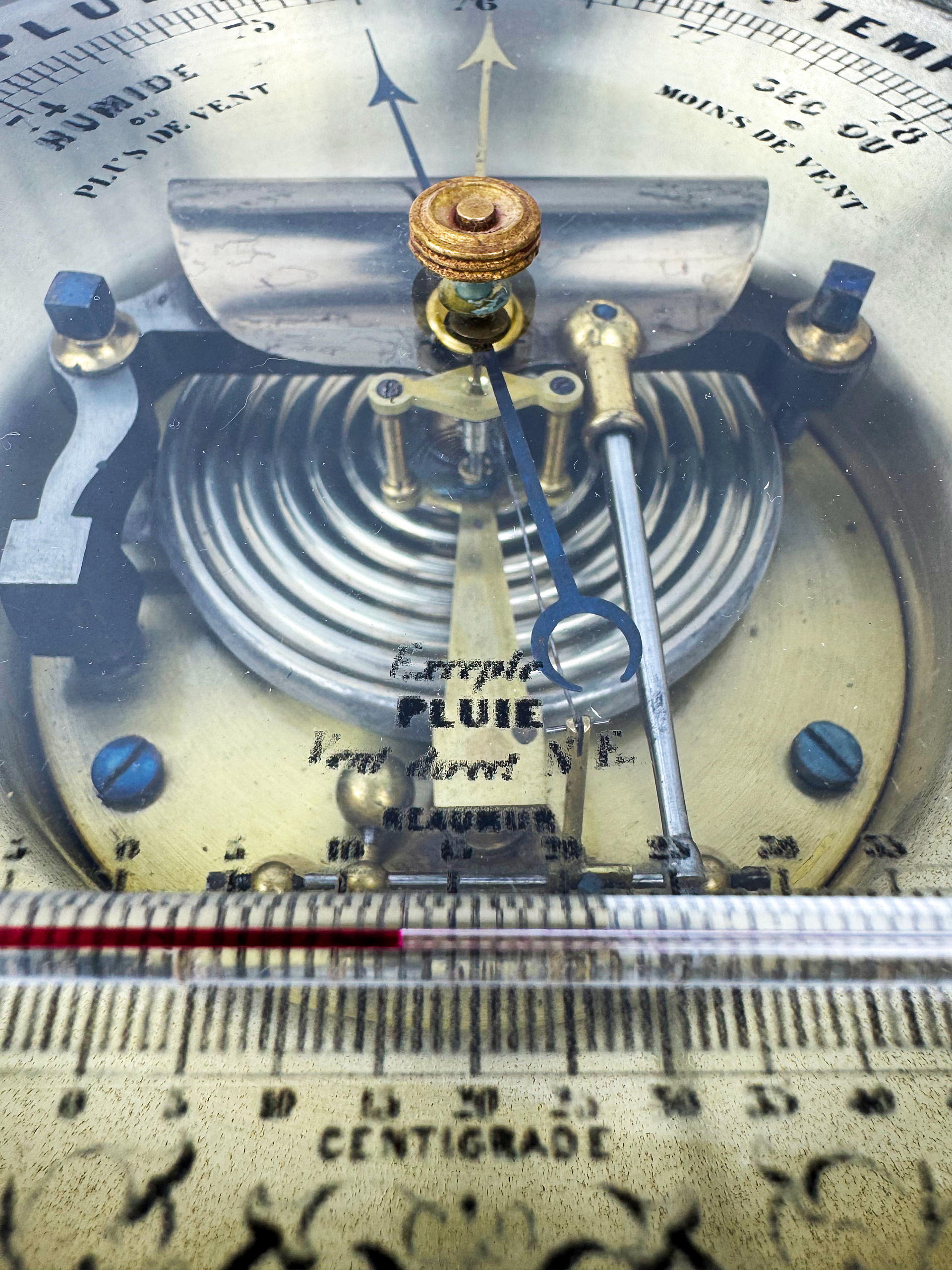 Maillechort cased aneroid barometer