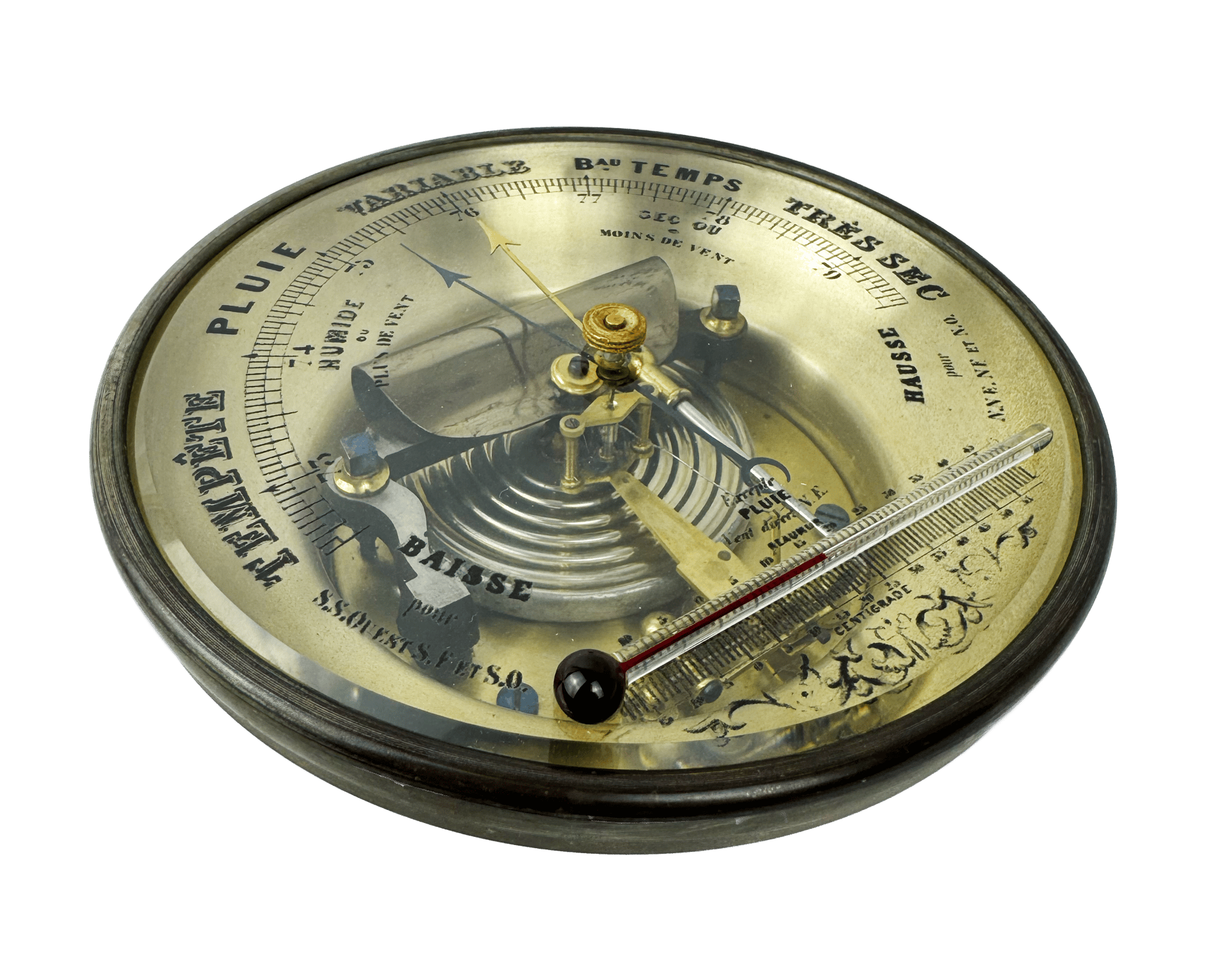 Maillechort cased aneroid barometer
